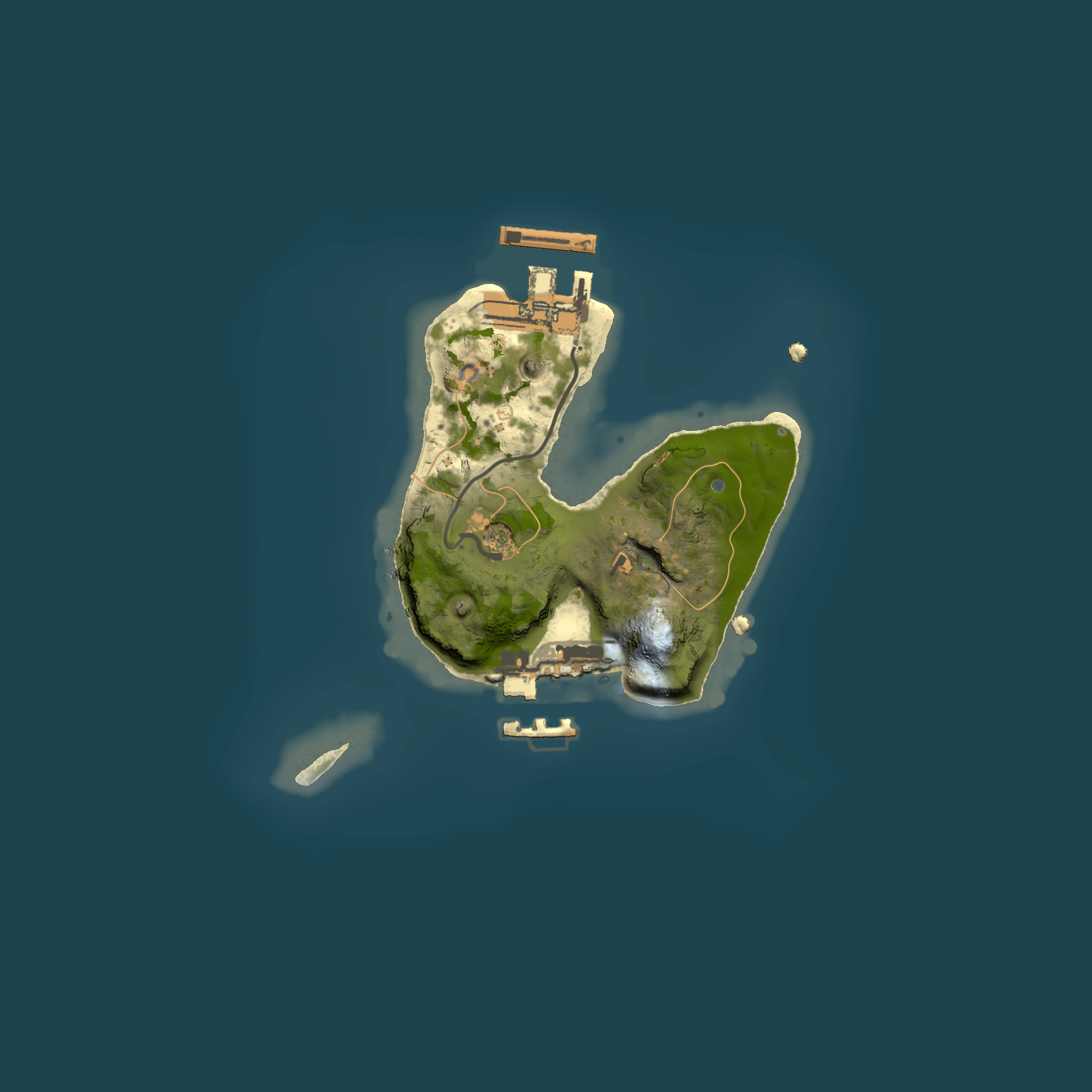Full top-down render of Rust map seed 1316160970, 1500x1500m