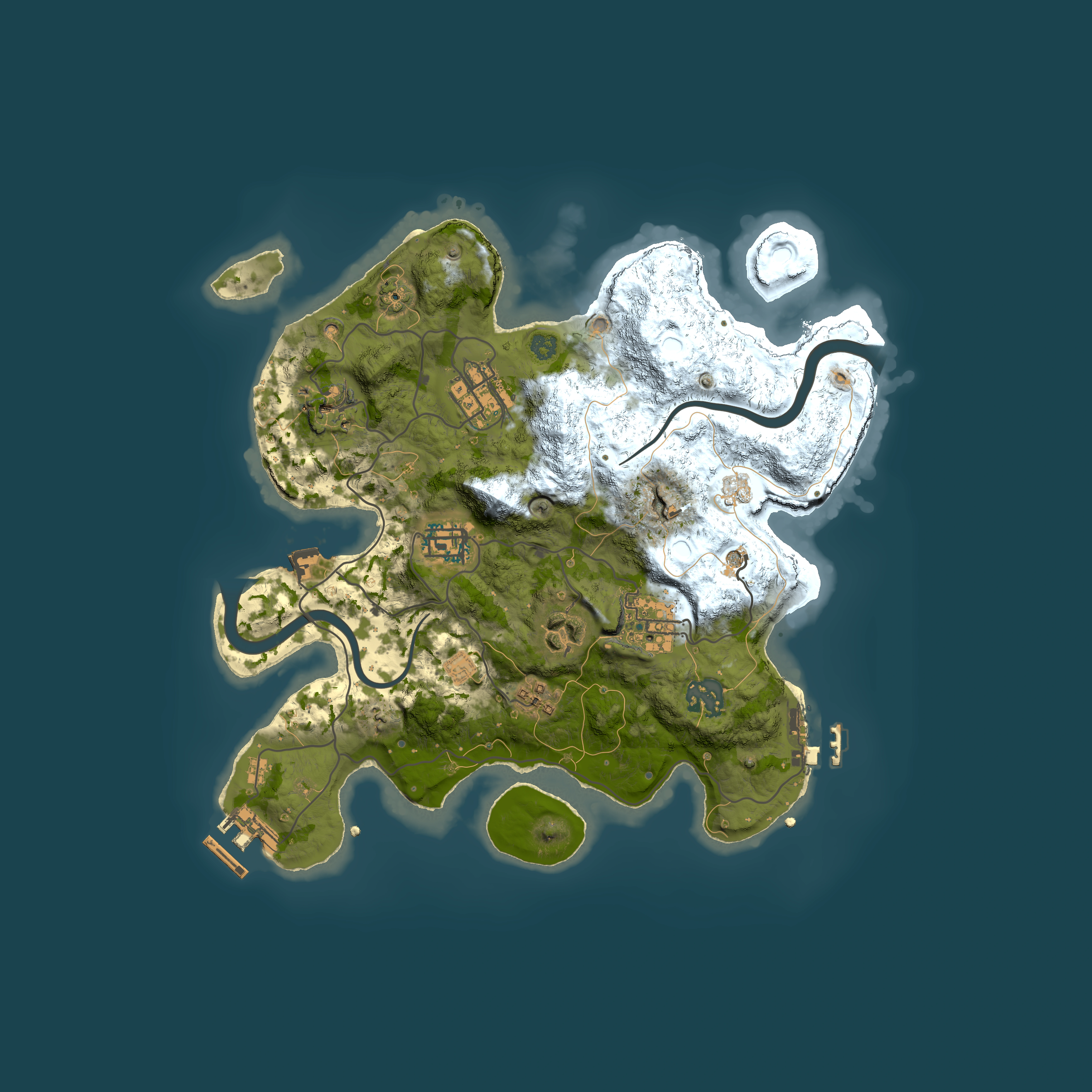 Full top-down render of Rust map seed 741367795, 3000x3000m
