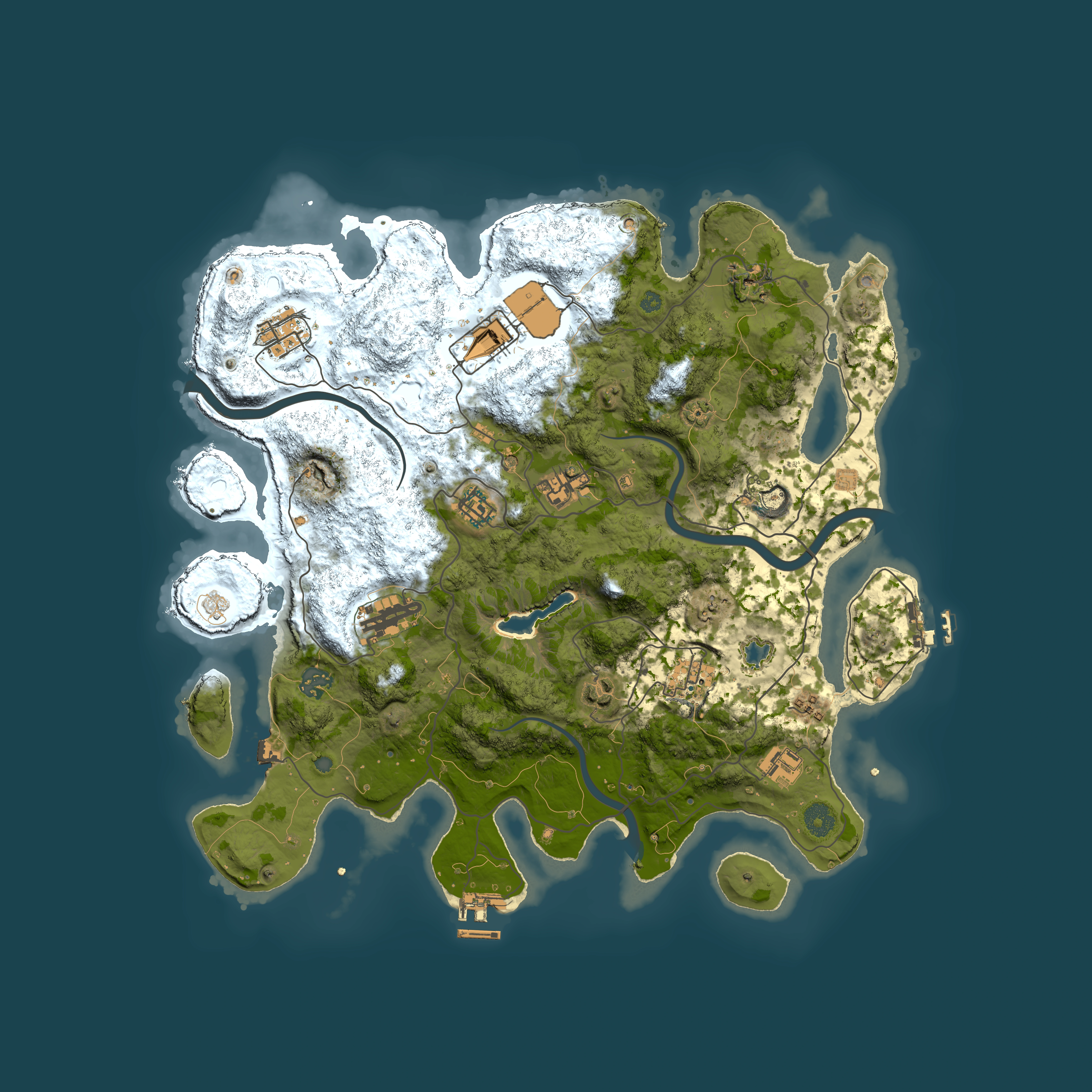 Full top-down render of Rust map seed 1133812507, 4000x4000m