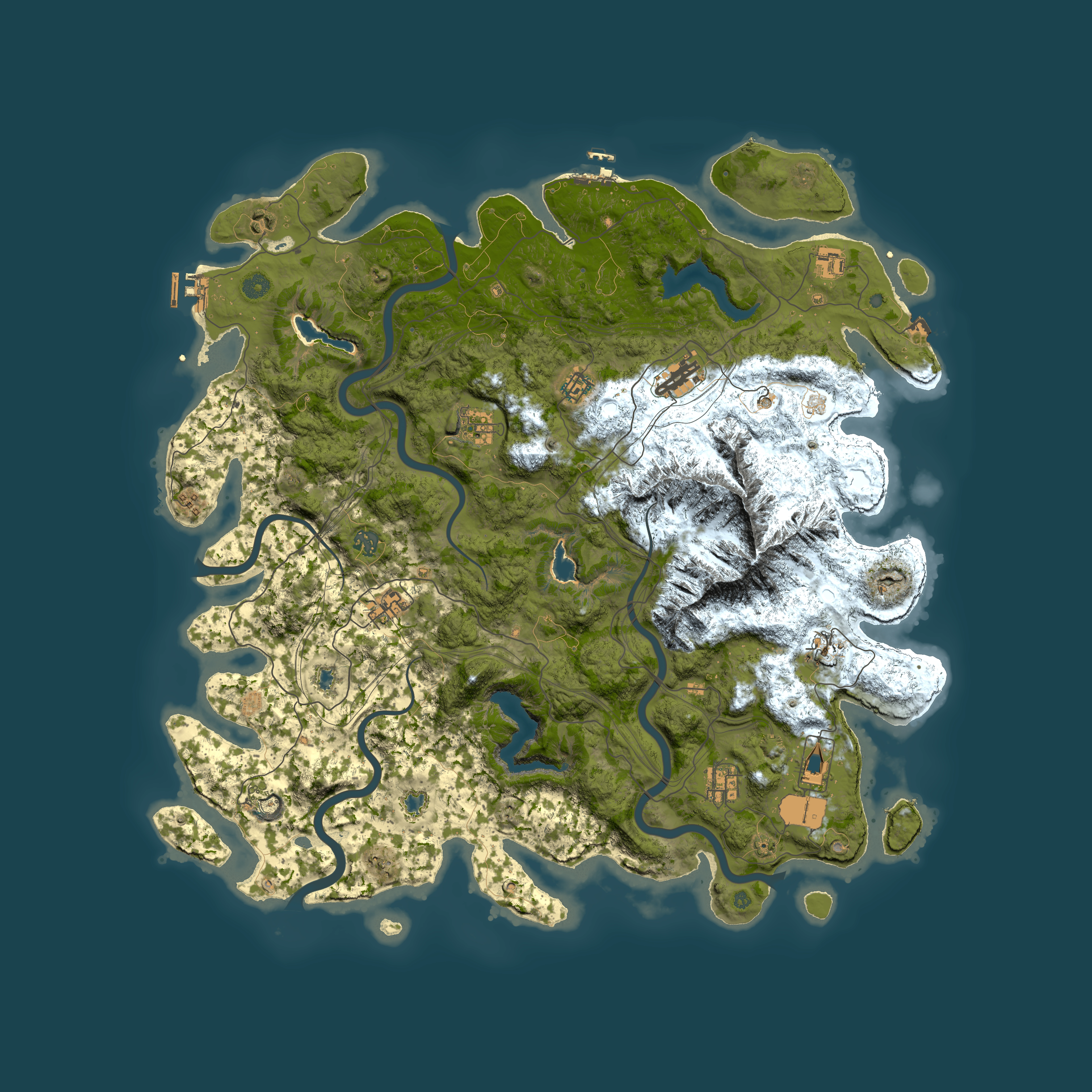 Full top-down render of Rust map seed 1434215479, 5000x5000m