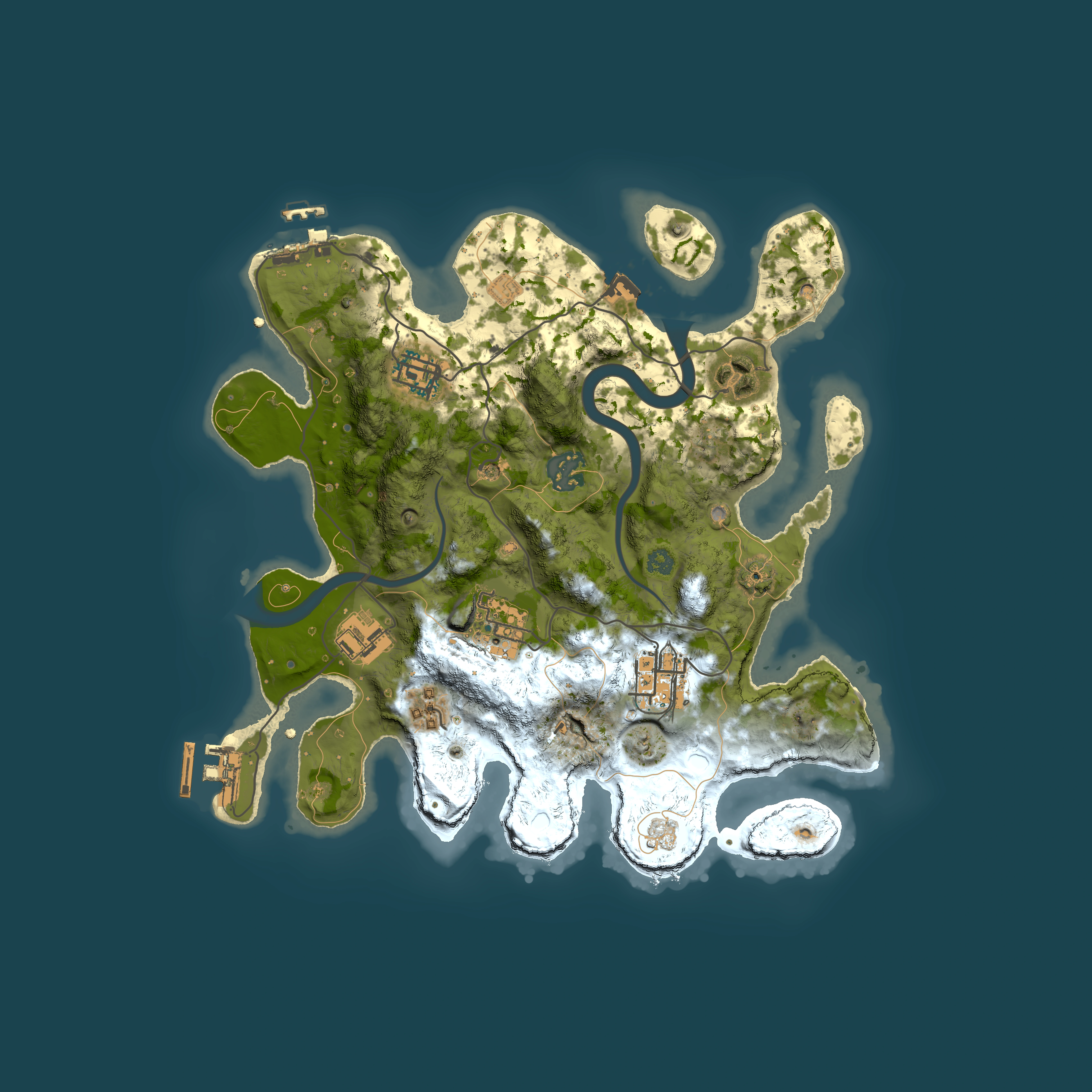 Full top-down render of Rust map seed 317634916, 3000x3000m