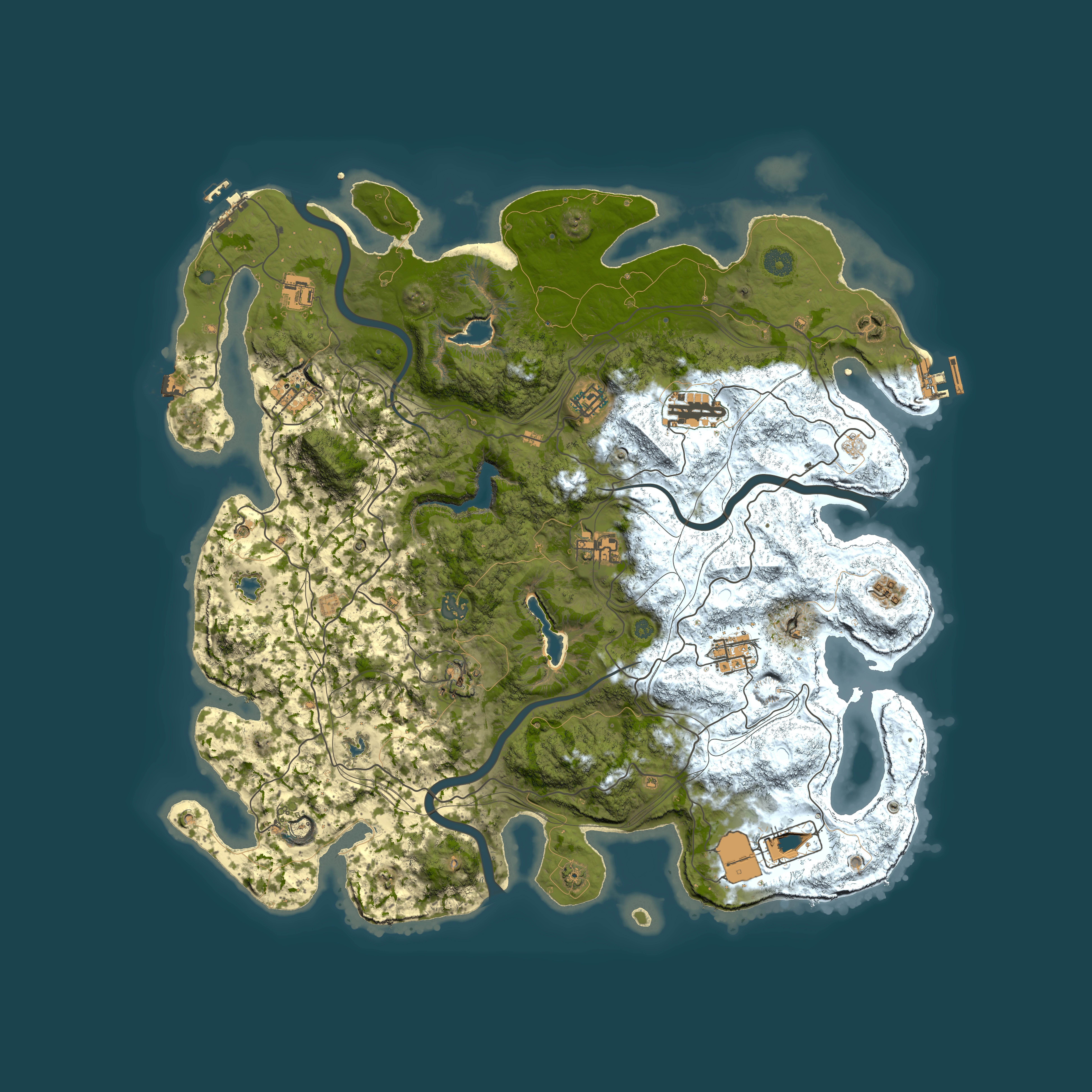 Full top-down render of Rust map seed 496811899, 4500x4500m