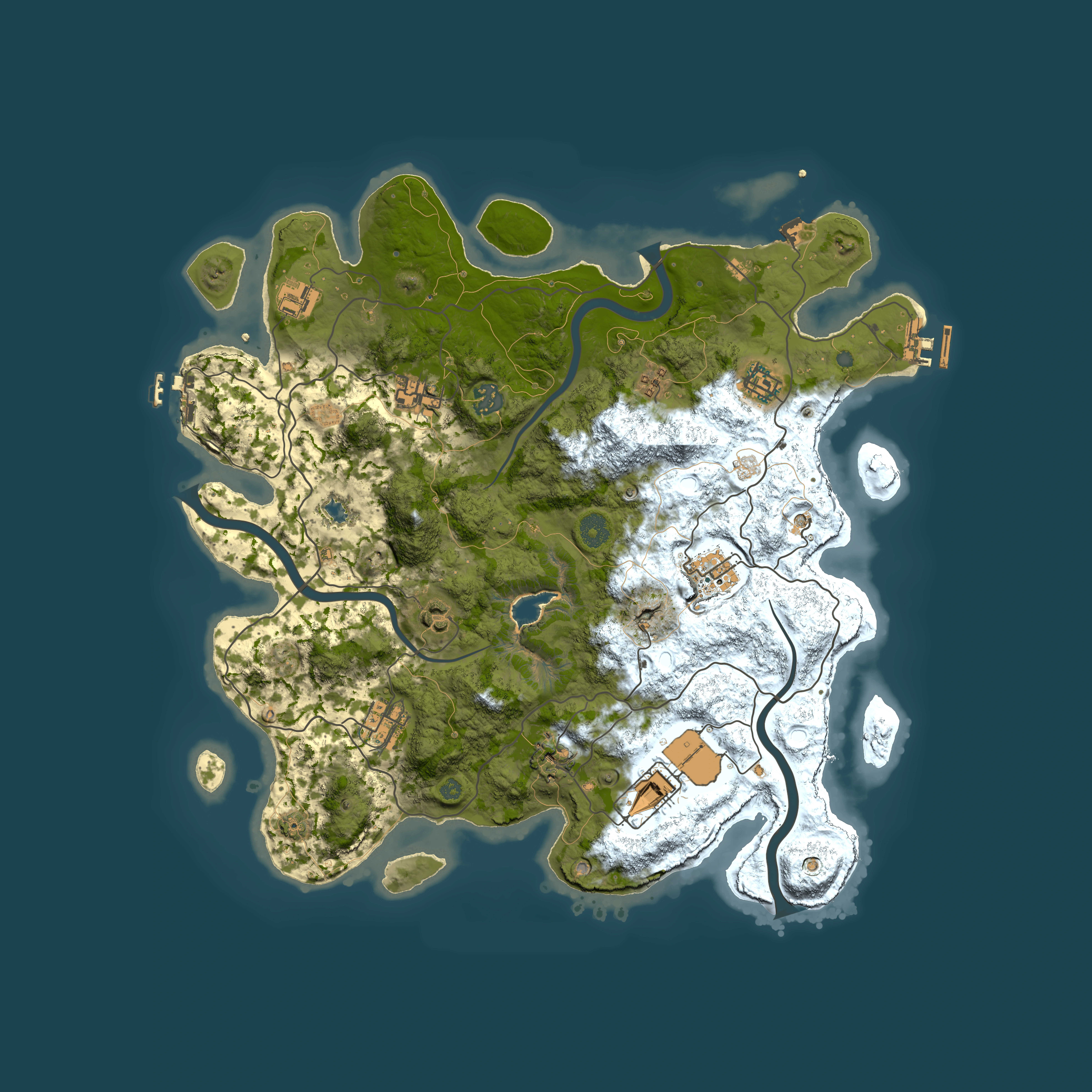 Full top-down render of Rust map seed 1501750151, 4000x4000m