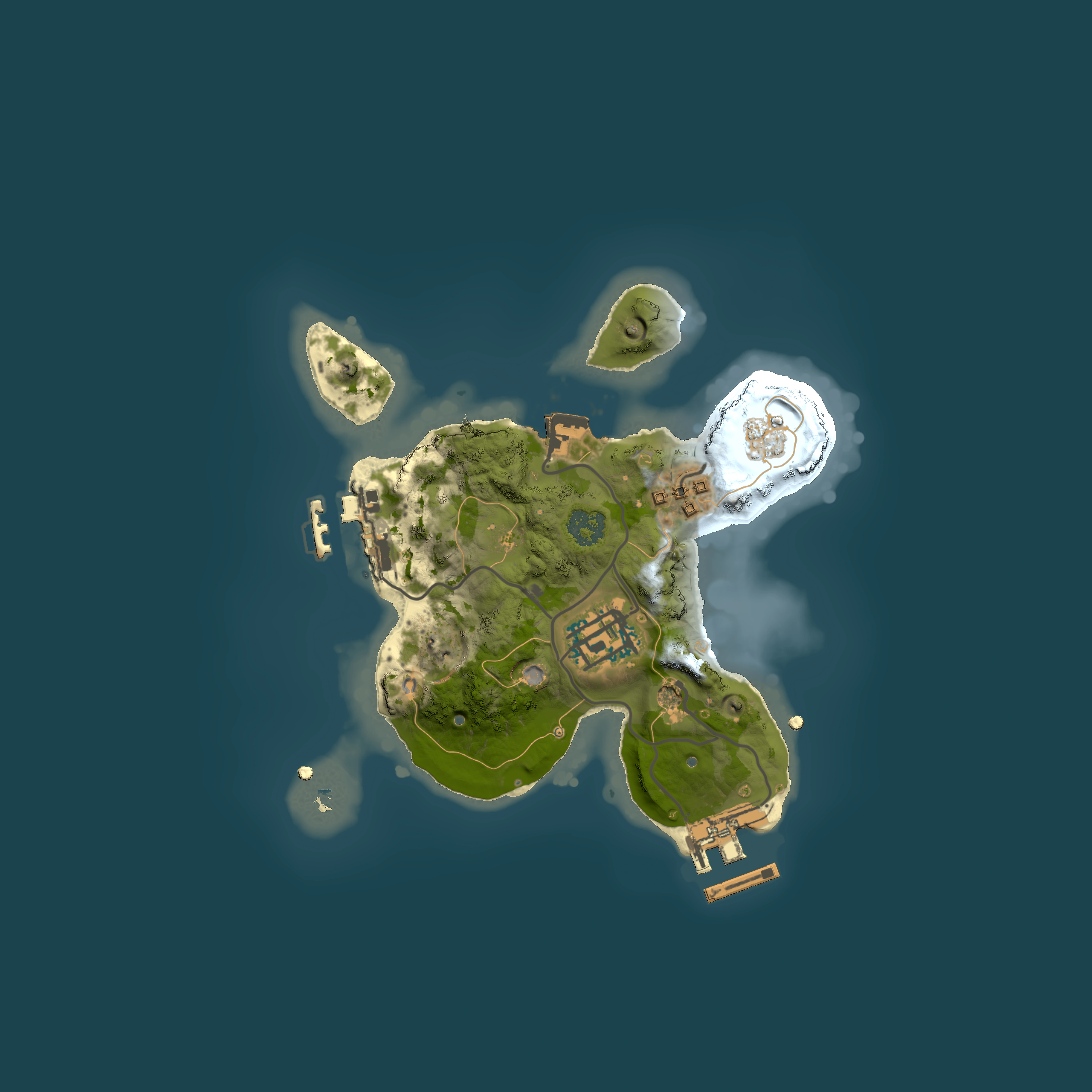Full top-down render of Rust map seed 1361293566, 2000x2000m