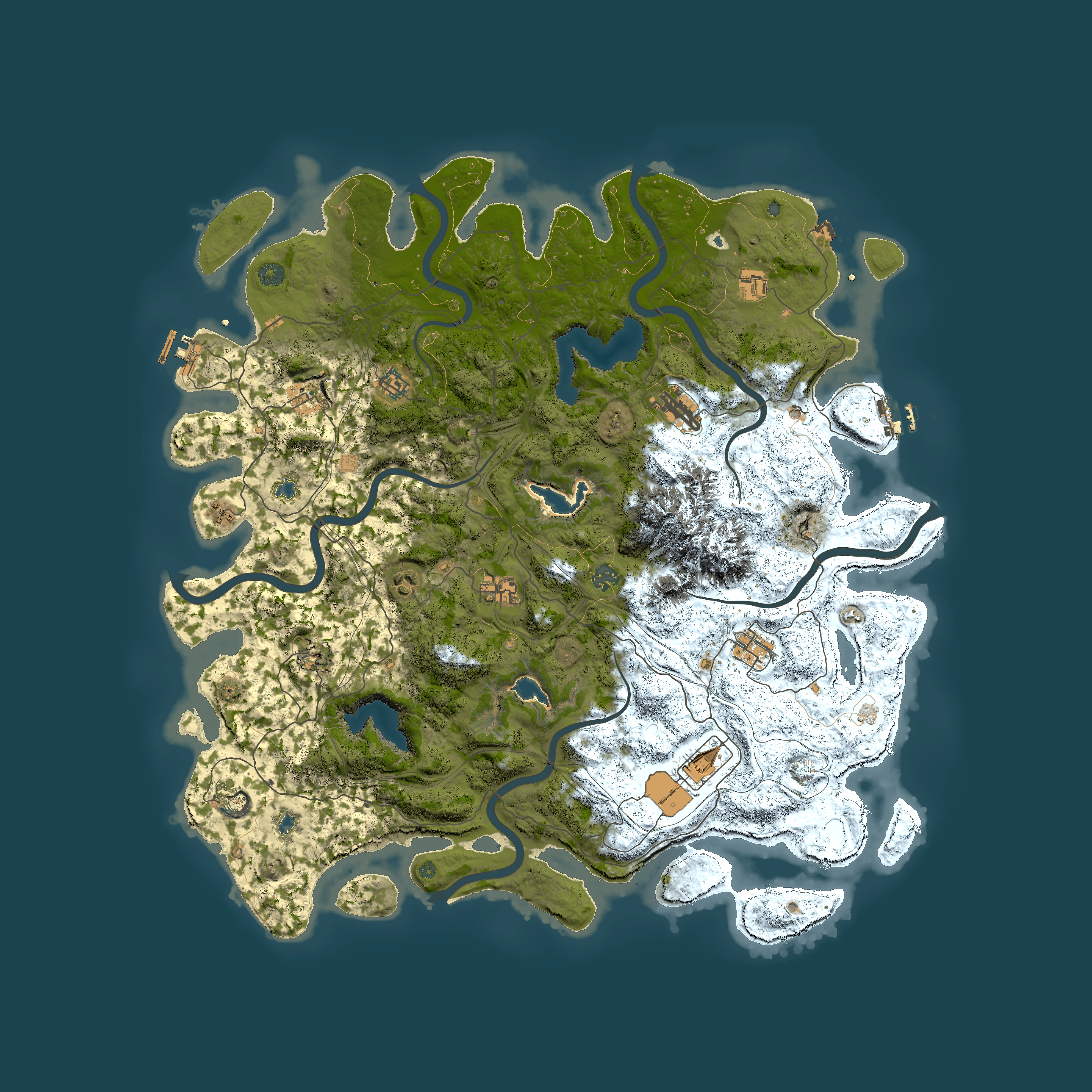 Full top-down render of Rust map seed 2092206775, 5000x5000m