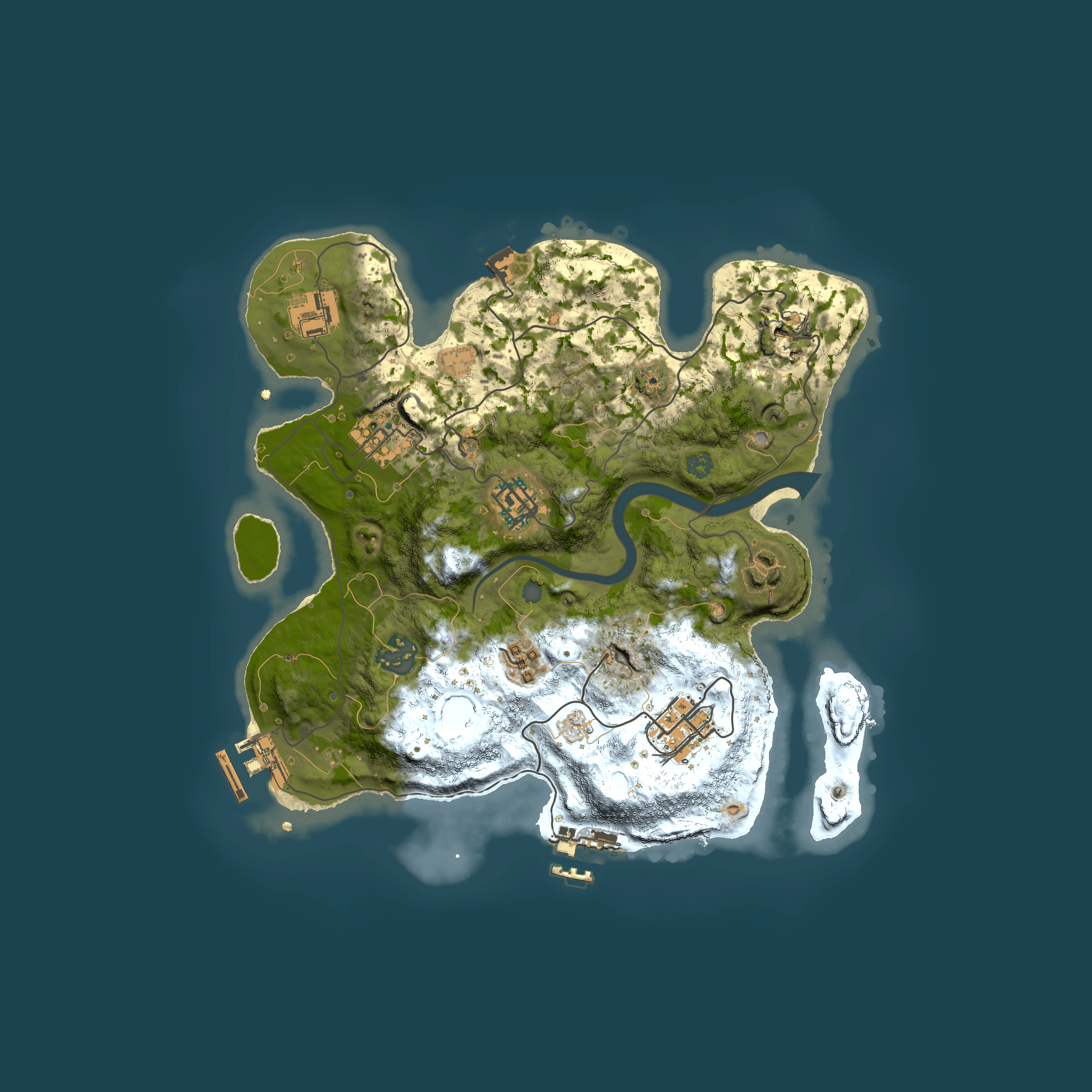 Full top-down render of Rust map seed 1626088858, 3000x3000m