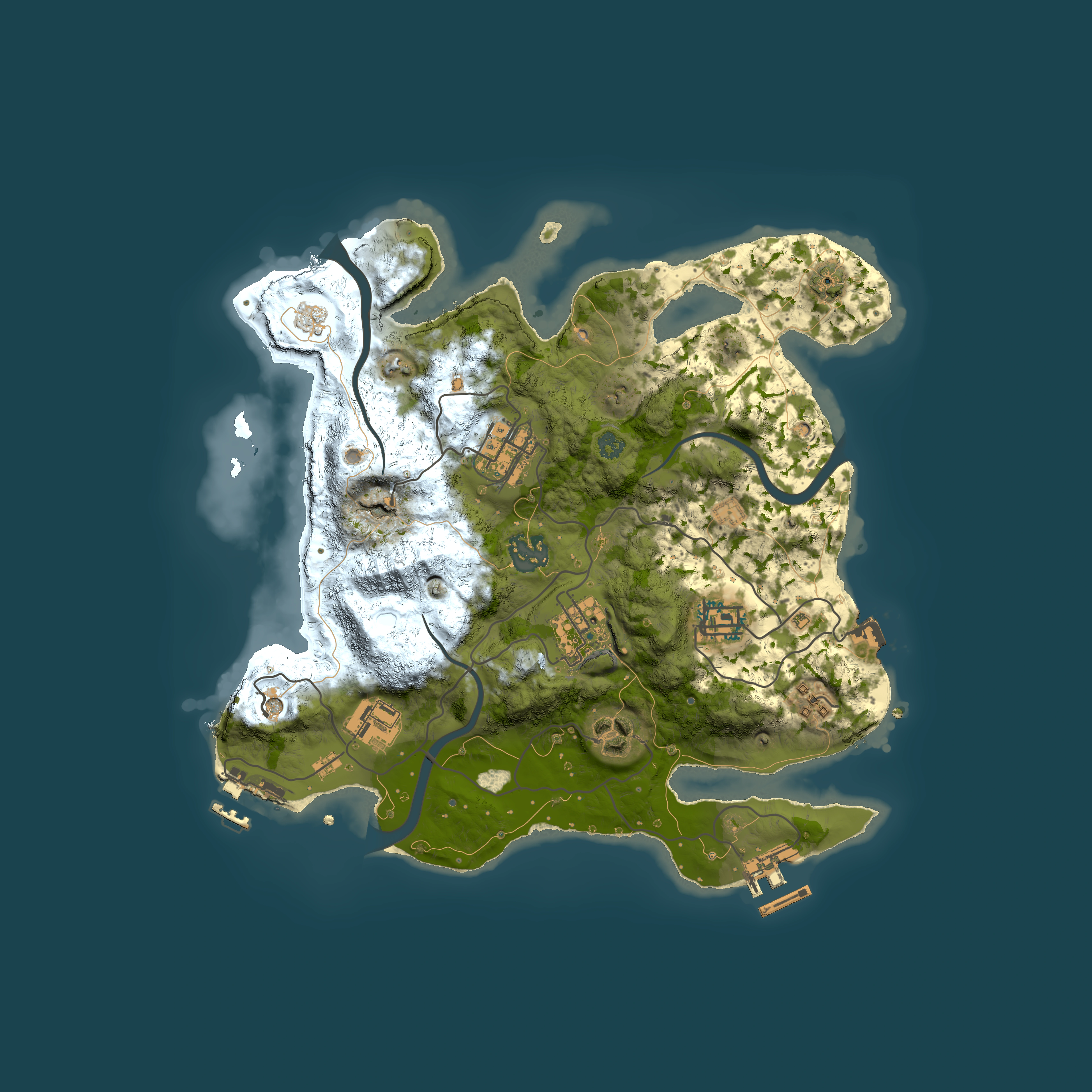 Full top-down render of Rust map seed 1372696413, 3000x3000m