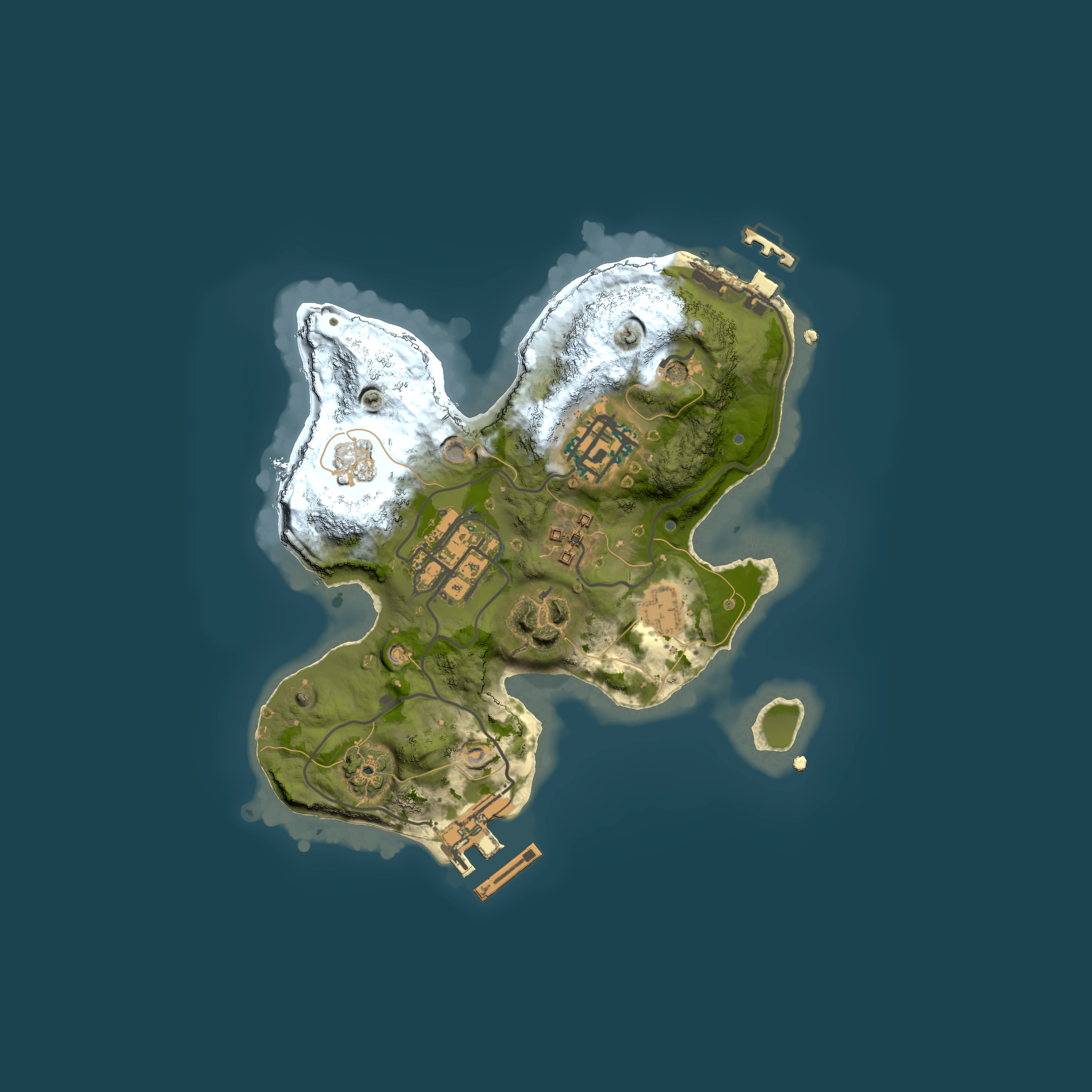 Full top-down render of Rust map seed 1191267832, 2000x2000m