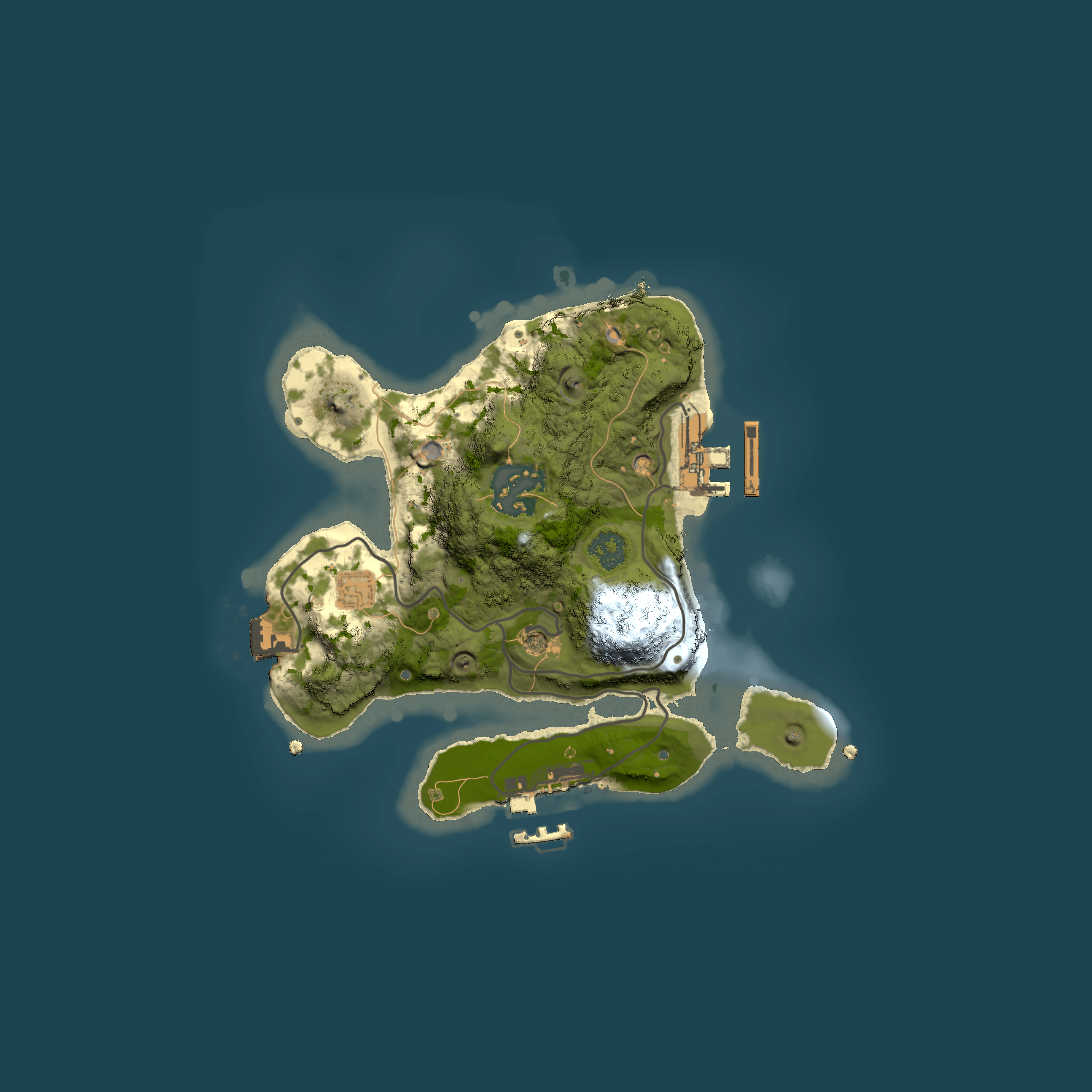 Full top-down render of Rust map seed 932376141, 2000x2000m