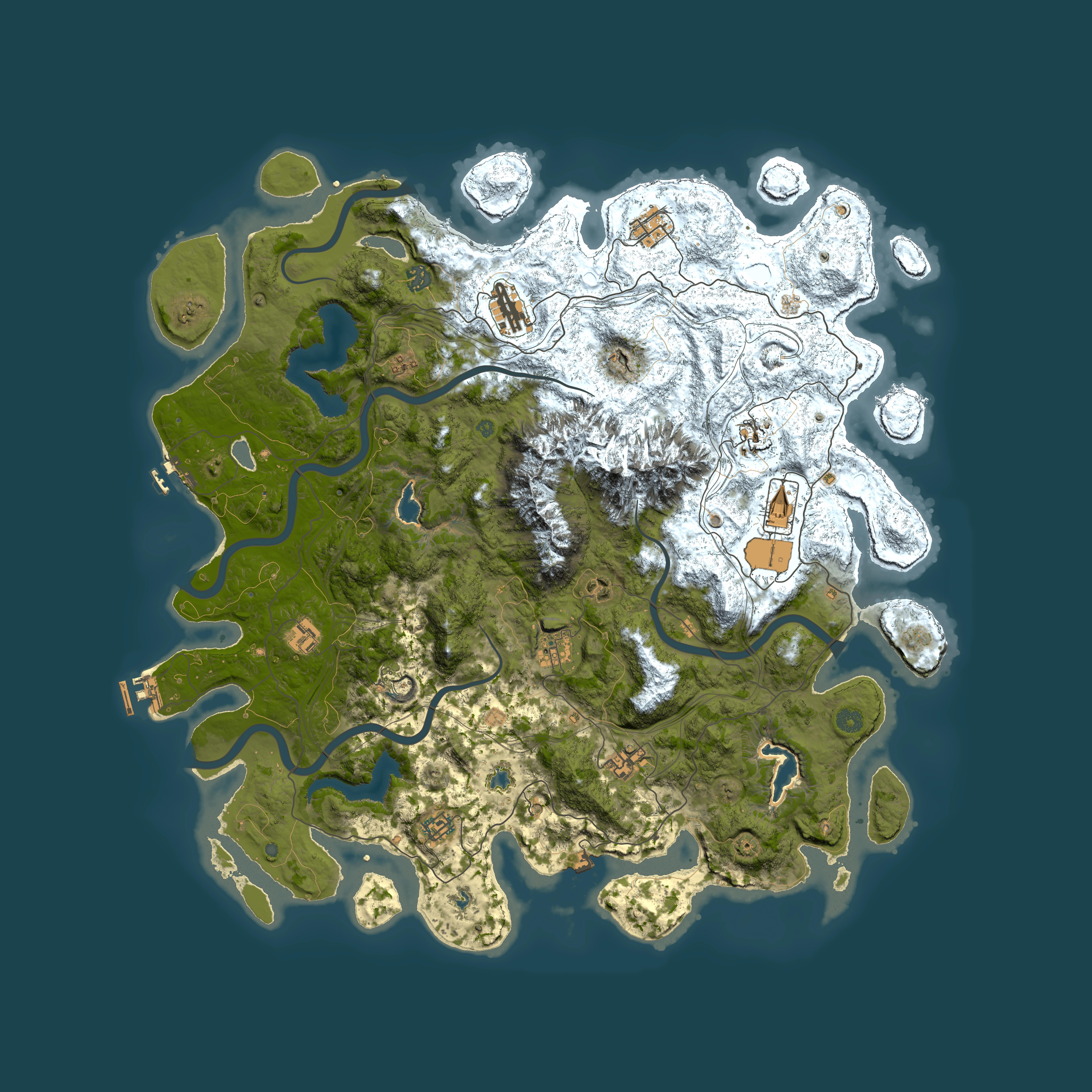 Full top-down render of Rust map seed 1959910349, 5000x5000m