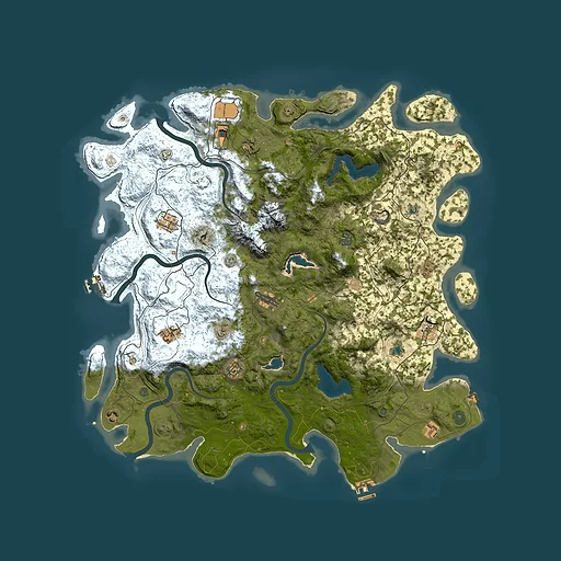 Rust map seed 627736404, 5000x5000m top-down preview