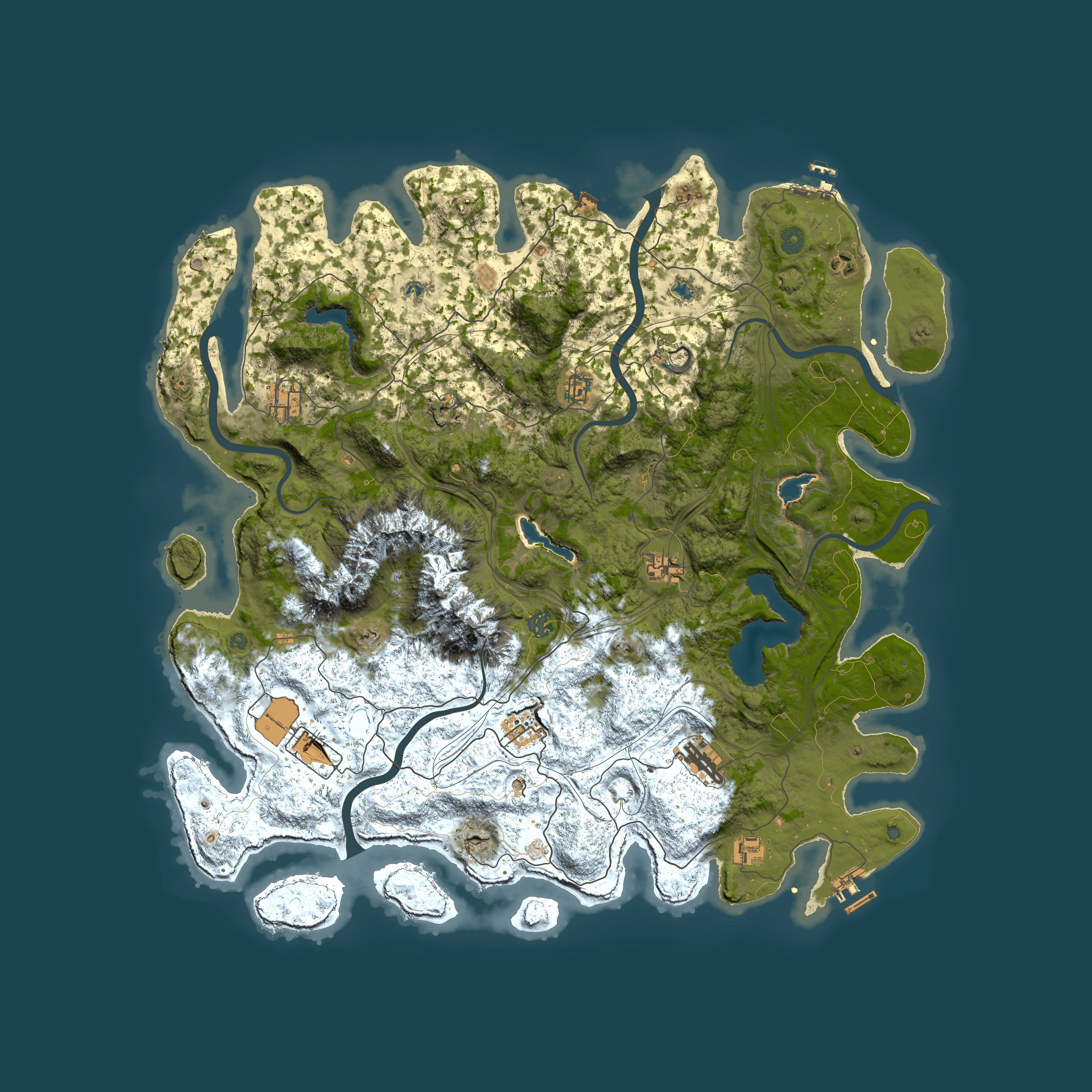 Full top-down render of Rust map seed 1936909267, 5000x5000m