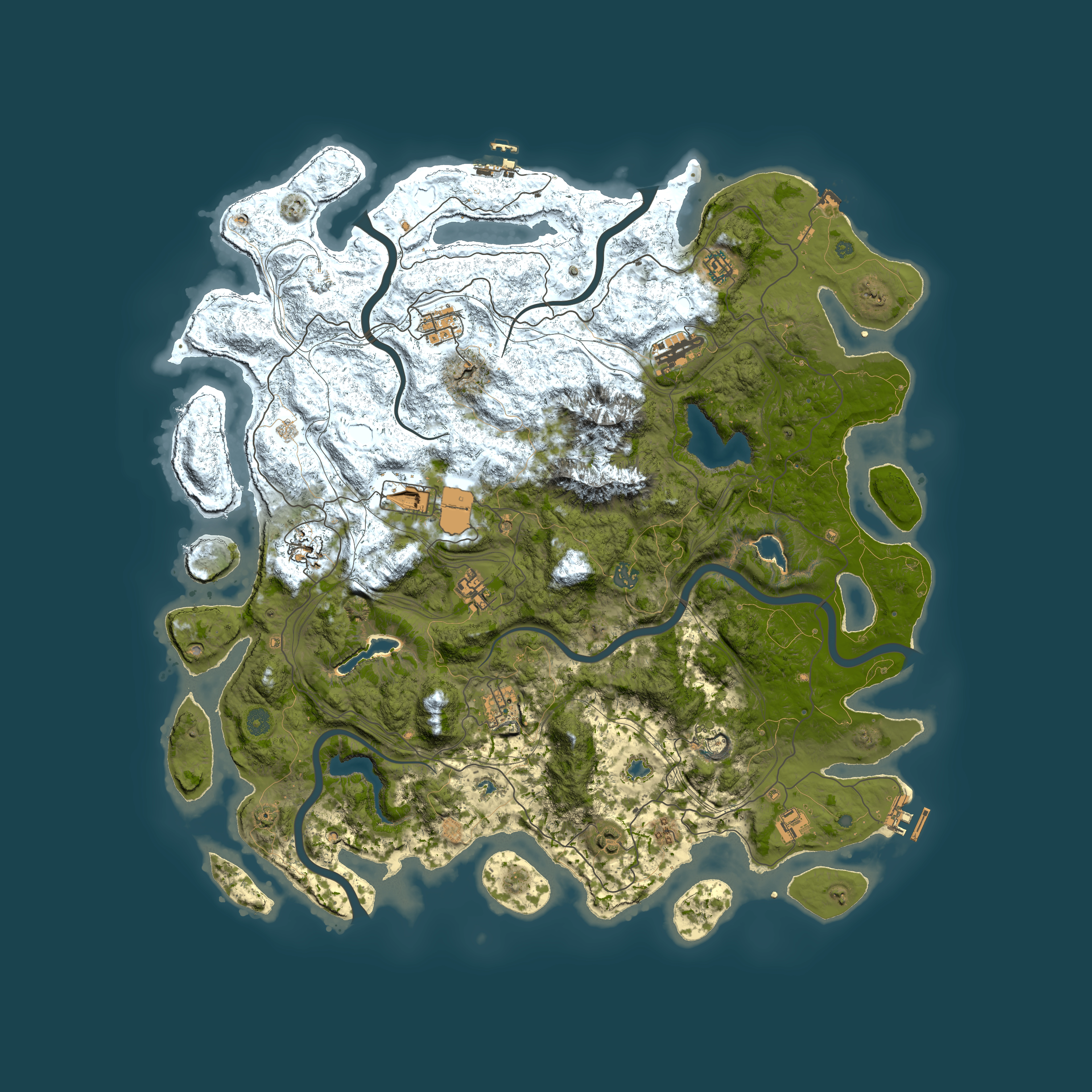 Full top-down render of Rust map seed 1907935412, 5000x5000m