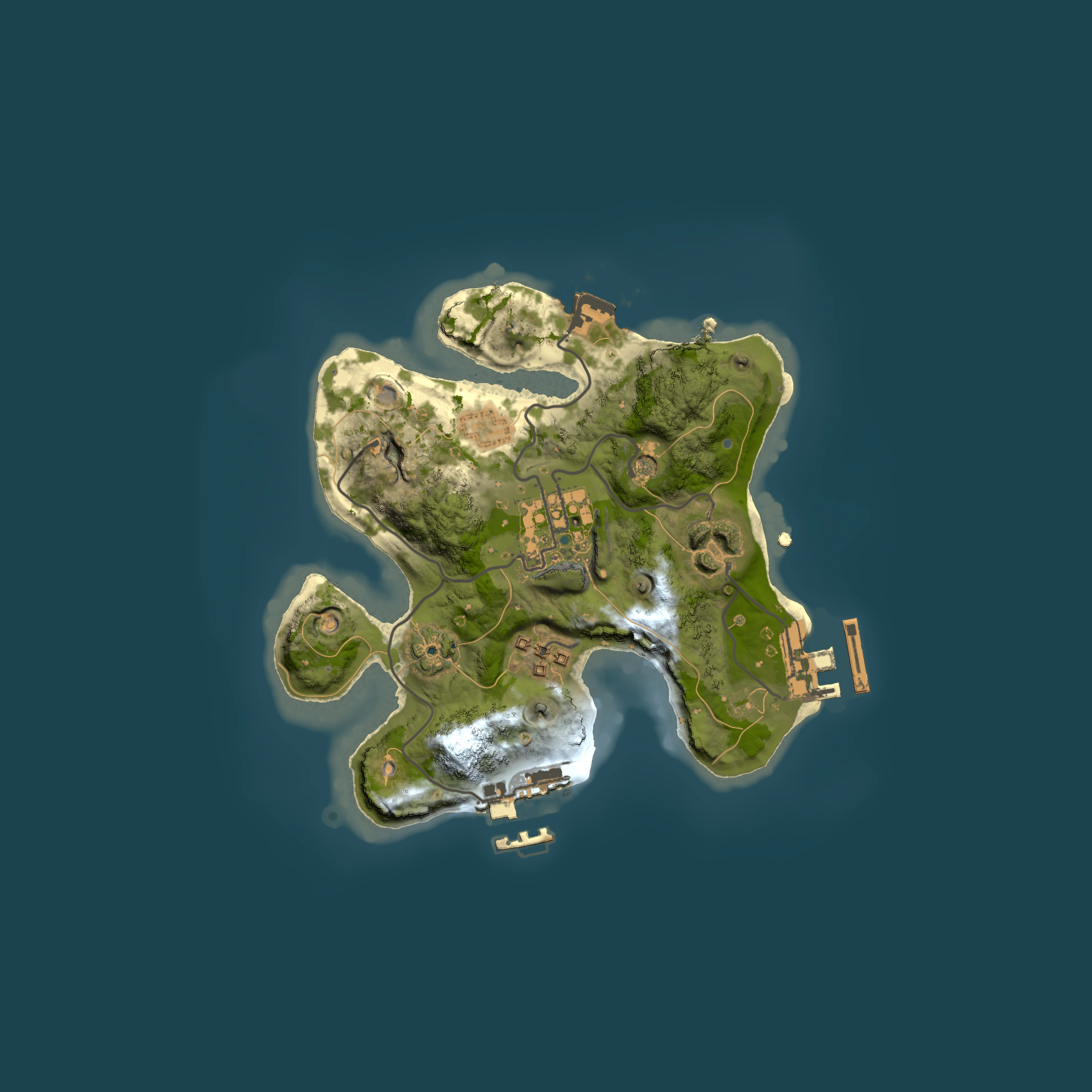 Full top-down render of Rust map seed 1052046642, 2000x2000m