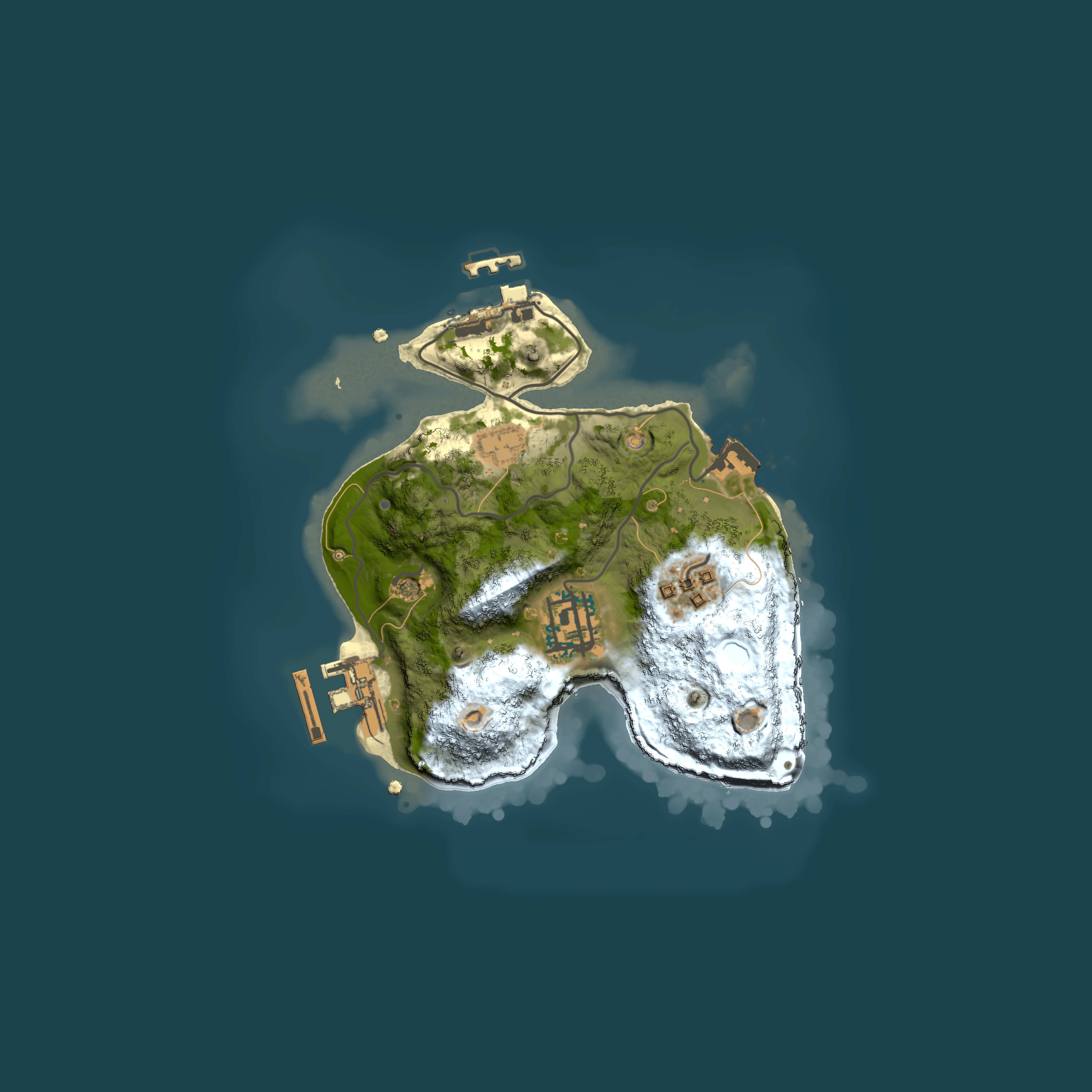 Full top-down render of Rust map seed 119054567, 2000x2000m
