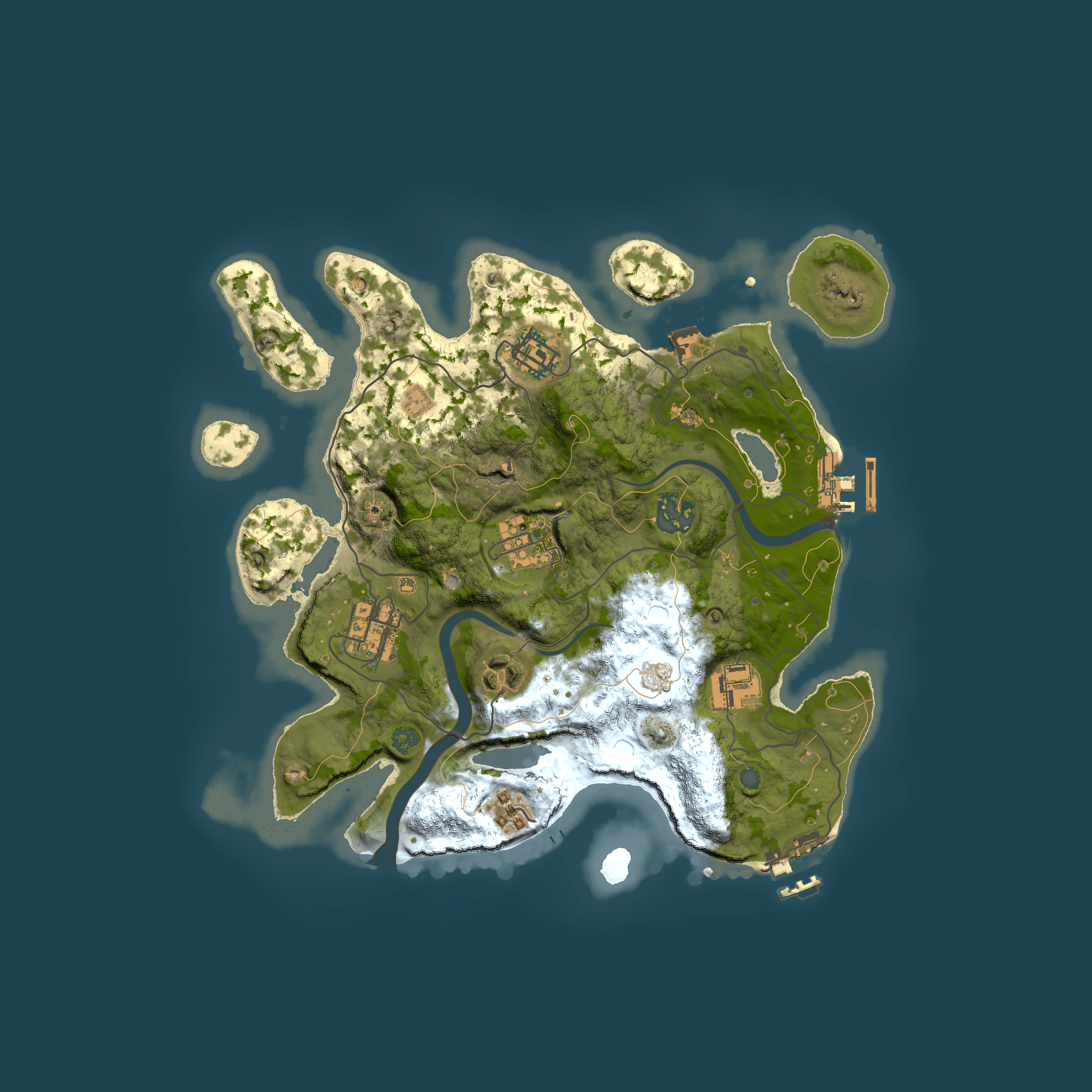Full top-down render of Rust map seed 2114220606, 3000x3000m