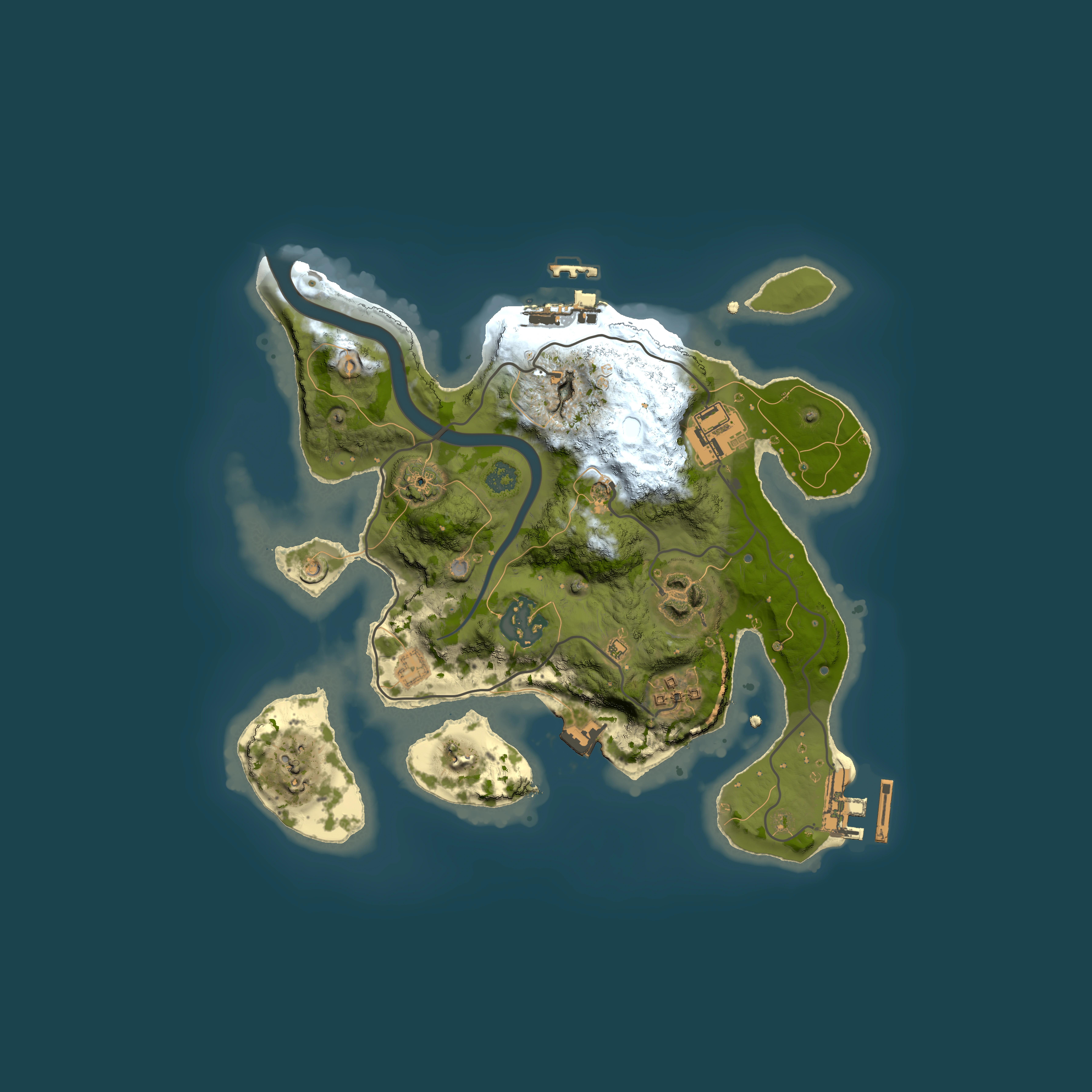 Full top-down render of Rust map seed 523067627, 2500x2500m