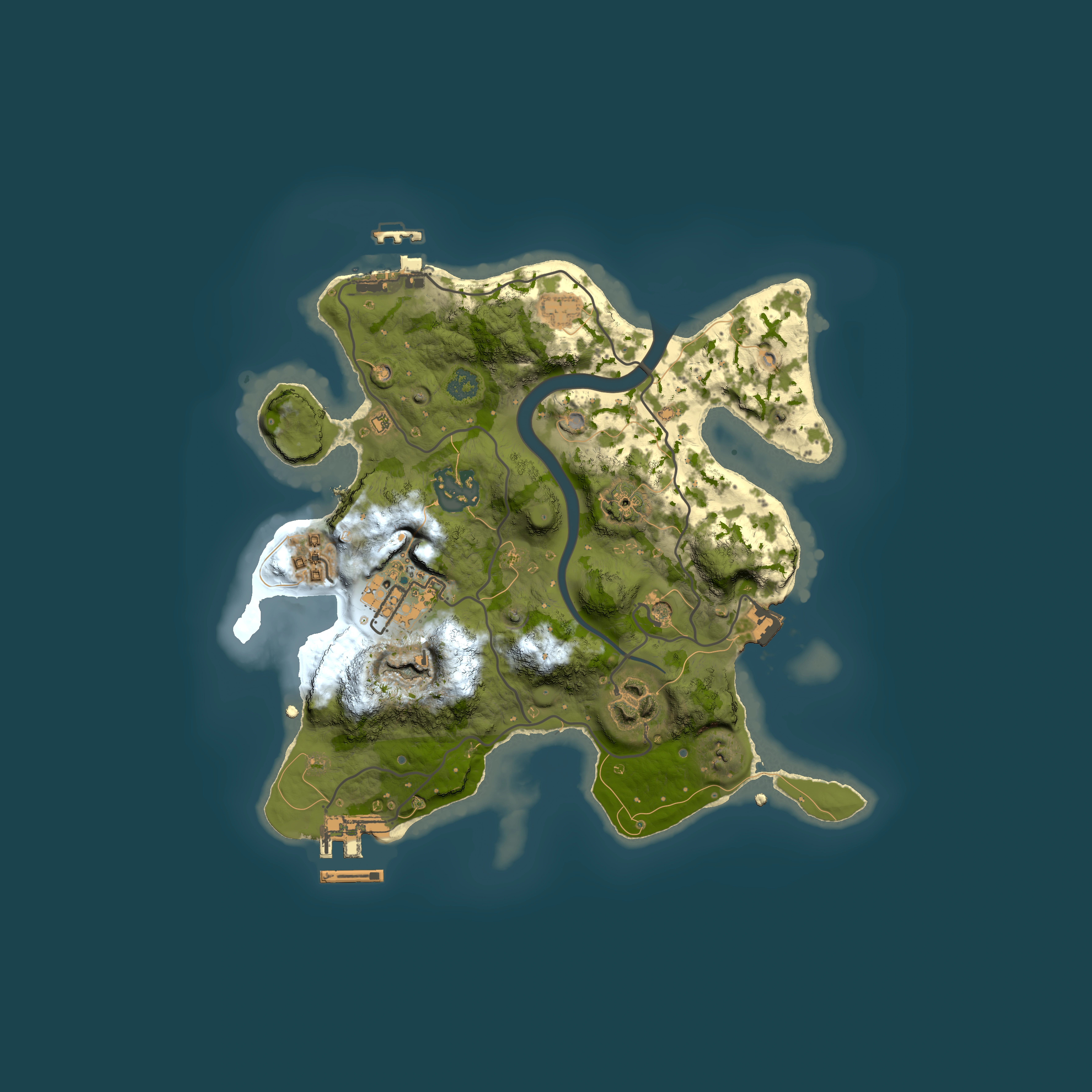 Full top-down render of Rust map seed 2076888235, 2500x2500m