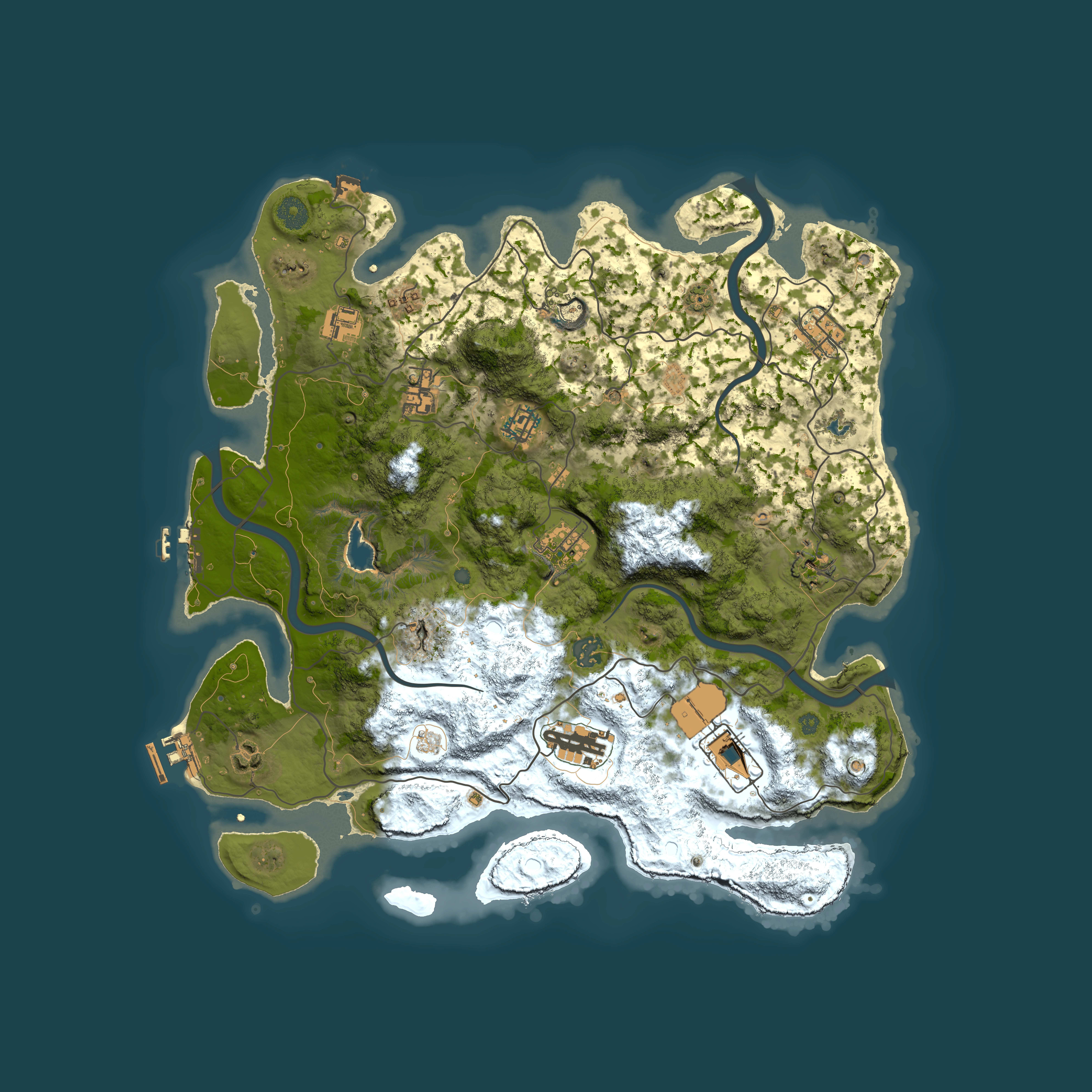 Full top-down render of Rust map seed 69901158, 4000x4000m