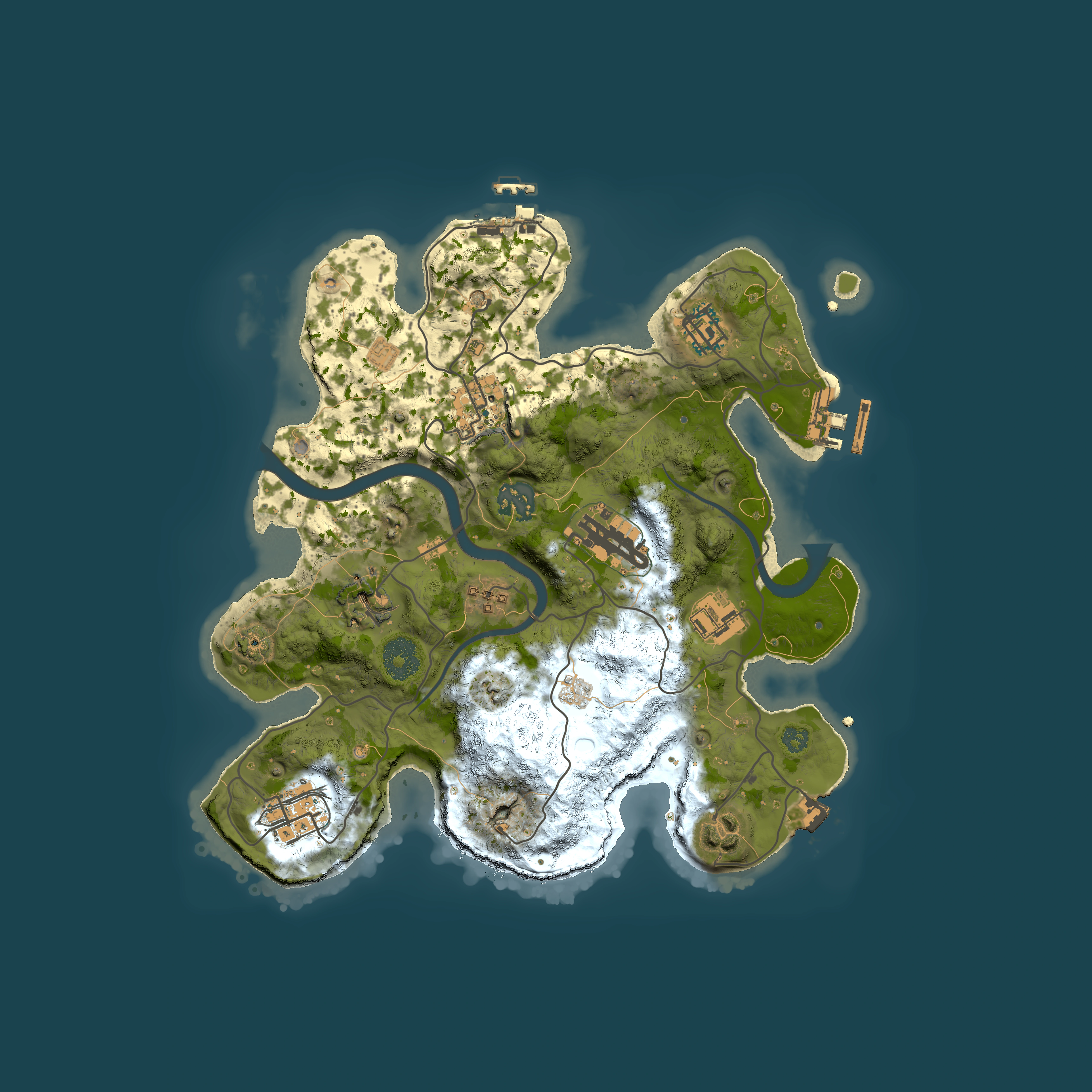 Full top-down render of Rust map seed 1353845220, 3000x3000m