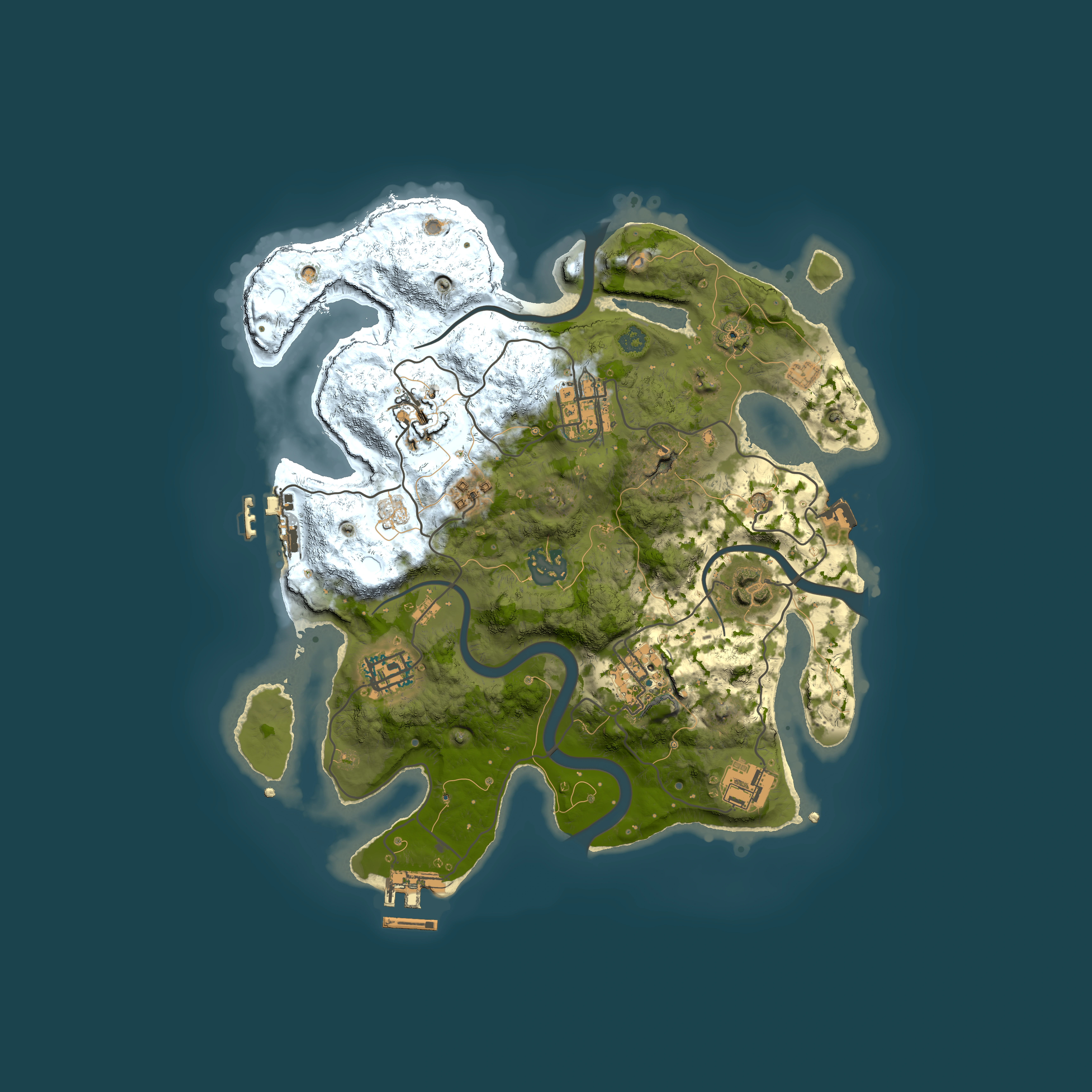 Full top-down render of Rust map seed 611697094, 3000x3000m