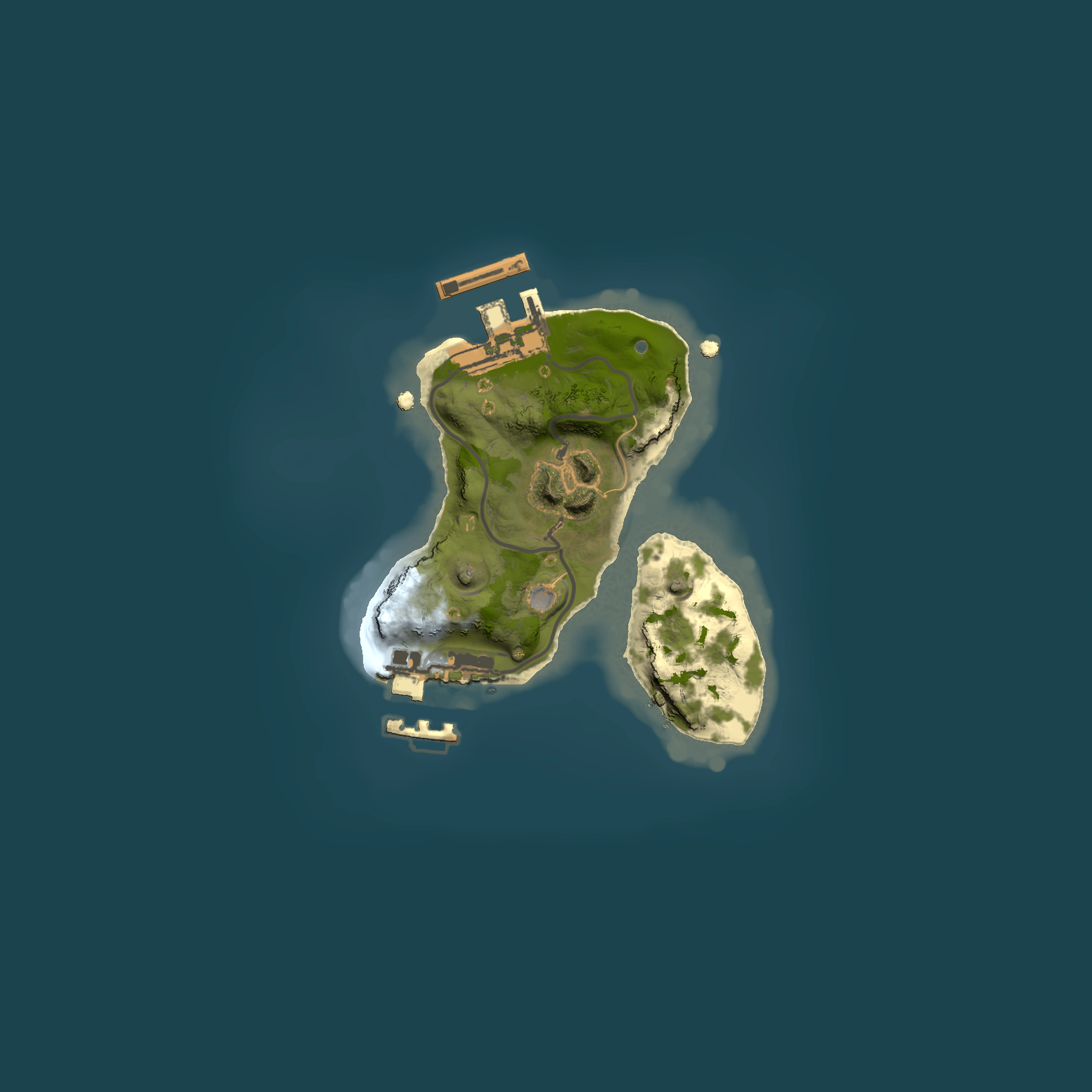 Full top-down render of Rust map seed 156807131, 1500x1500m