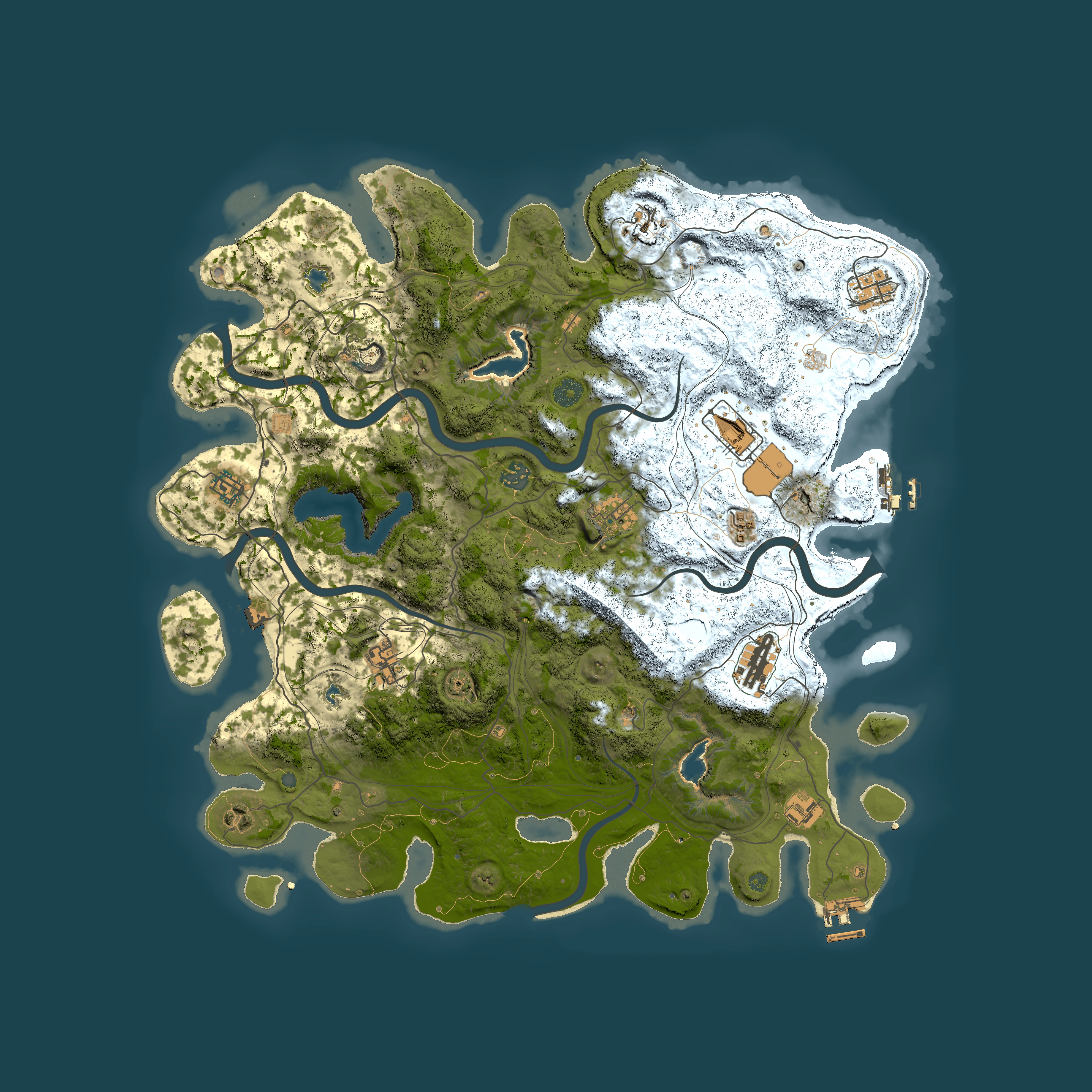 Full top-down render of Rust map seed 29928238, 4500x4500m