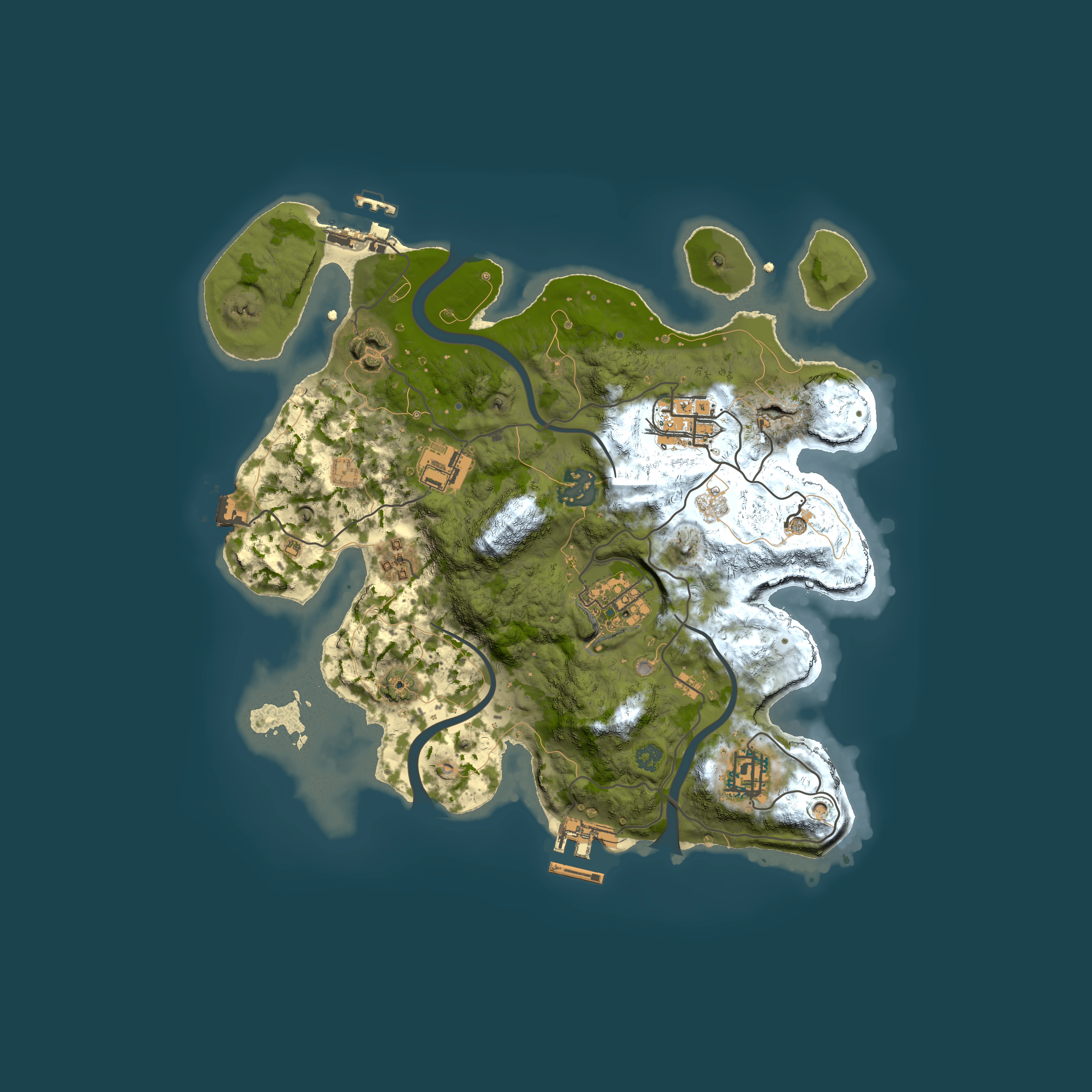 Full top-down render of Rust map seed 1414239073, 3000x3000m