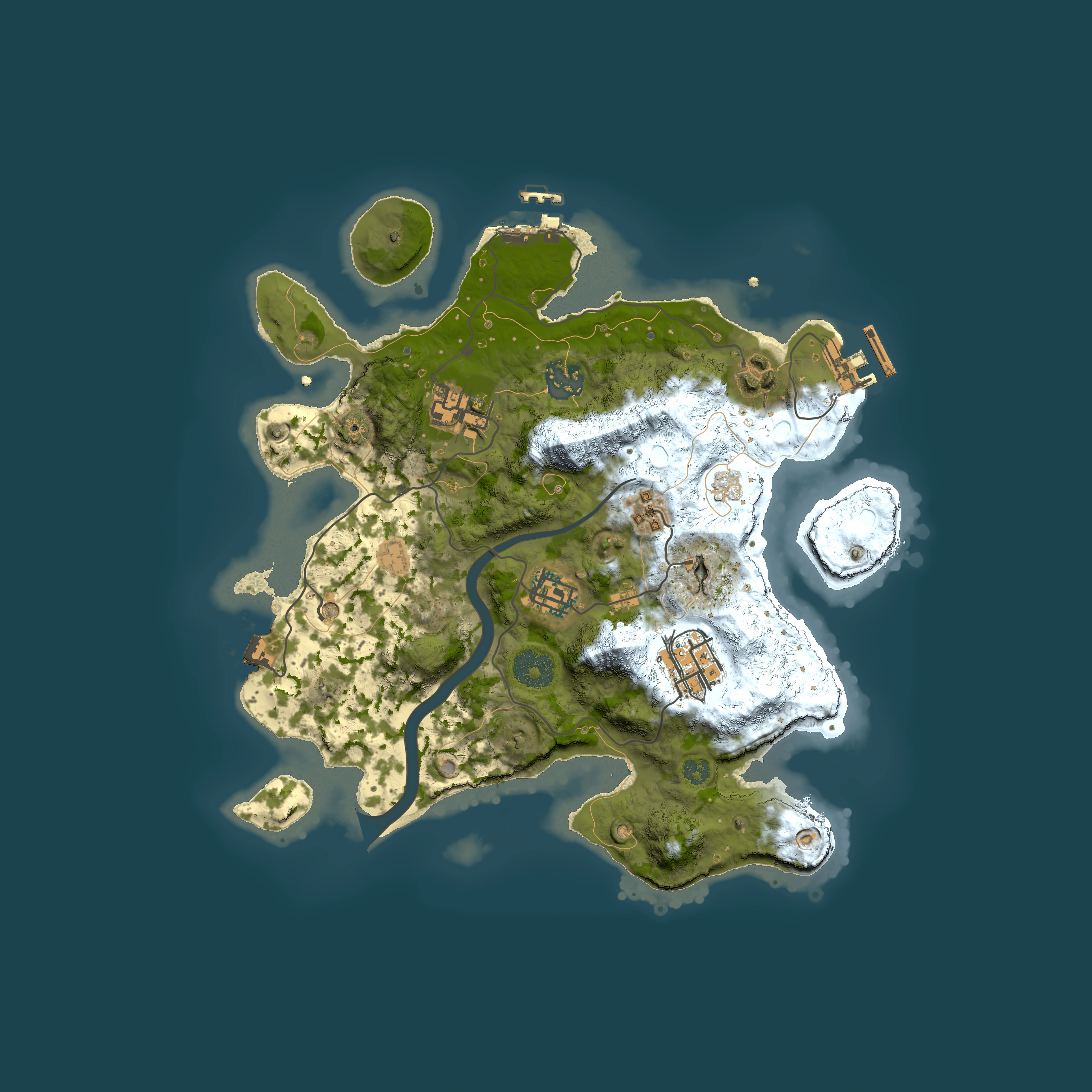 Full top-down render of Rust map seed 199241320, 3000x3000m