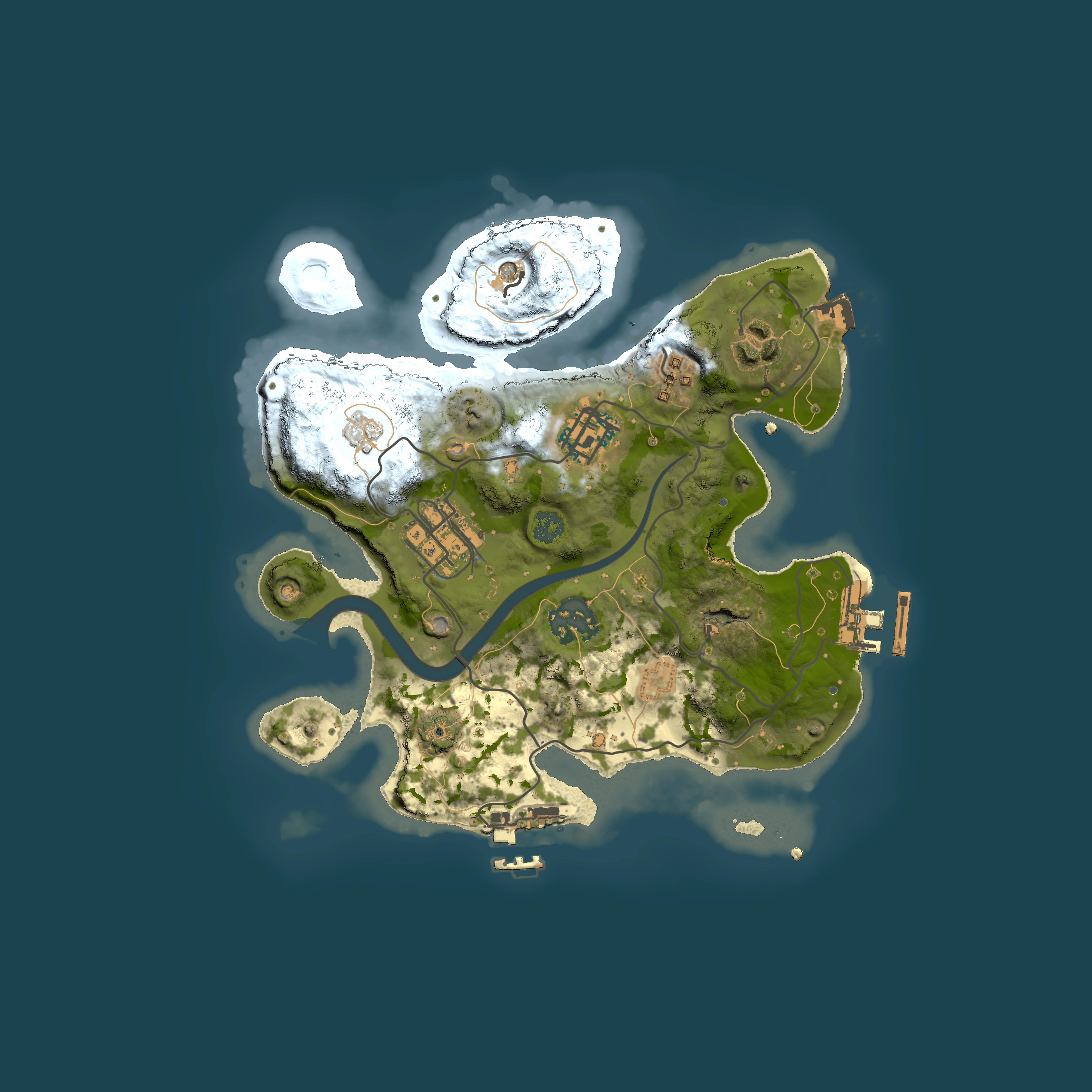 Full top-down render of Rust map seed 412293621, 2500x2500m
