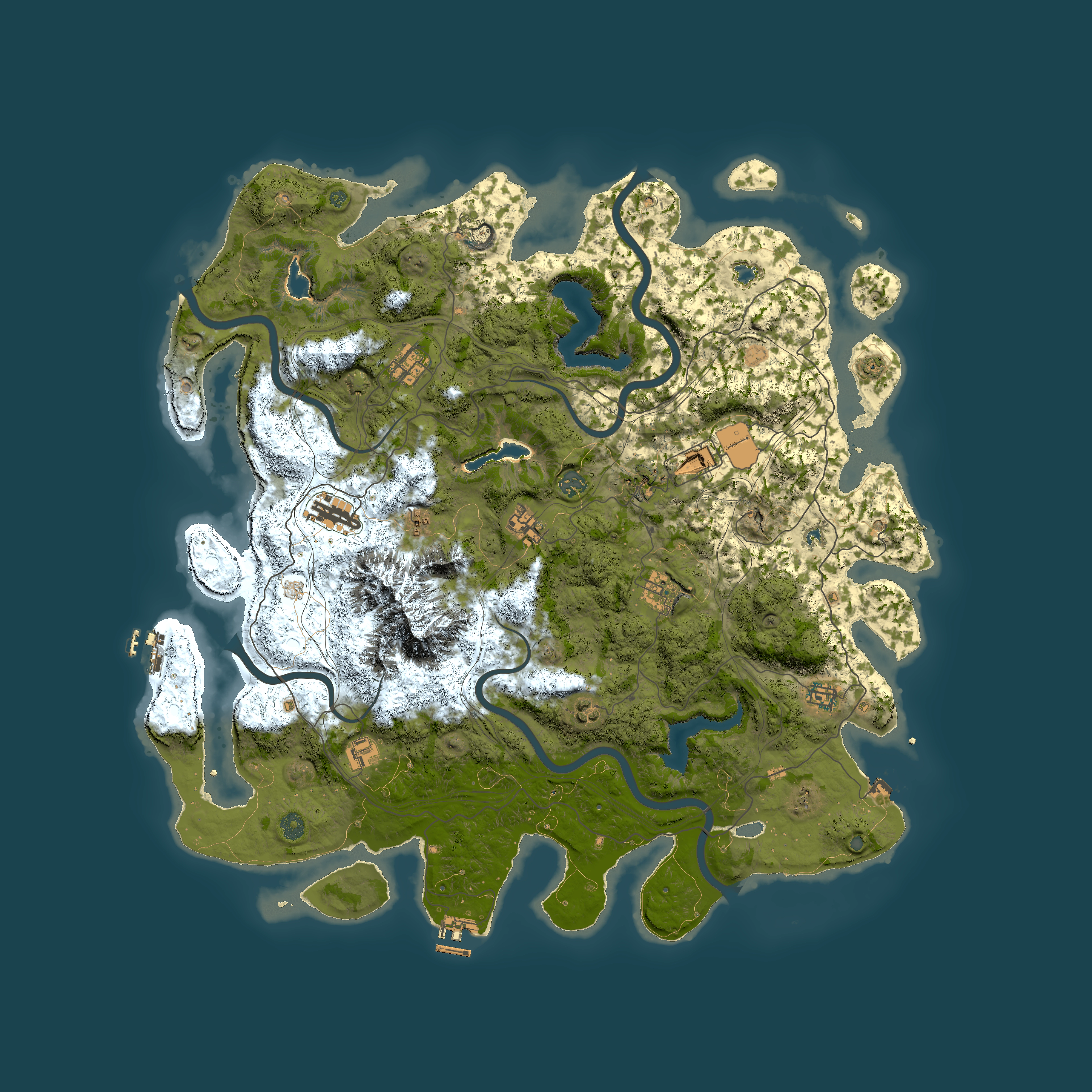 Full top-down render of Rust map seed 1440763127, 5000x5000m