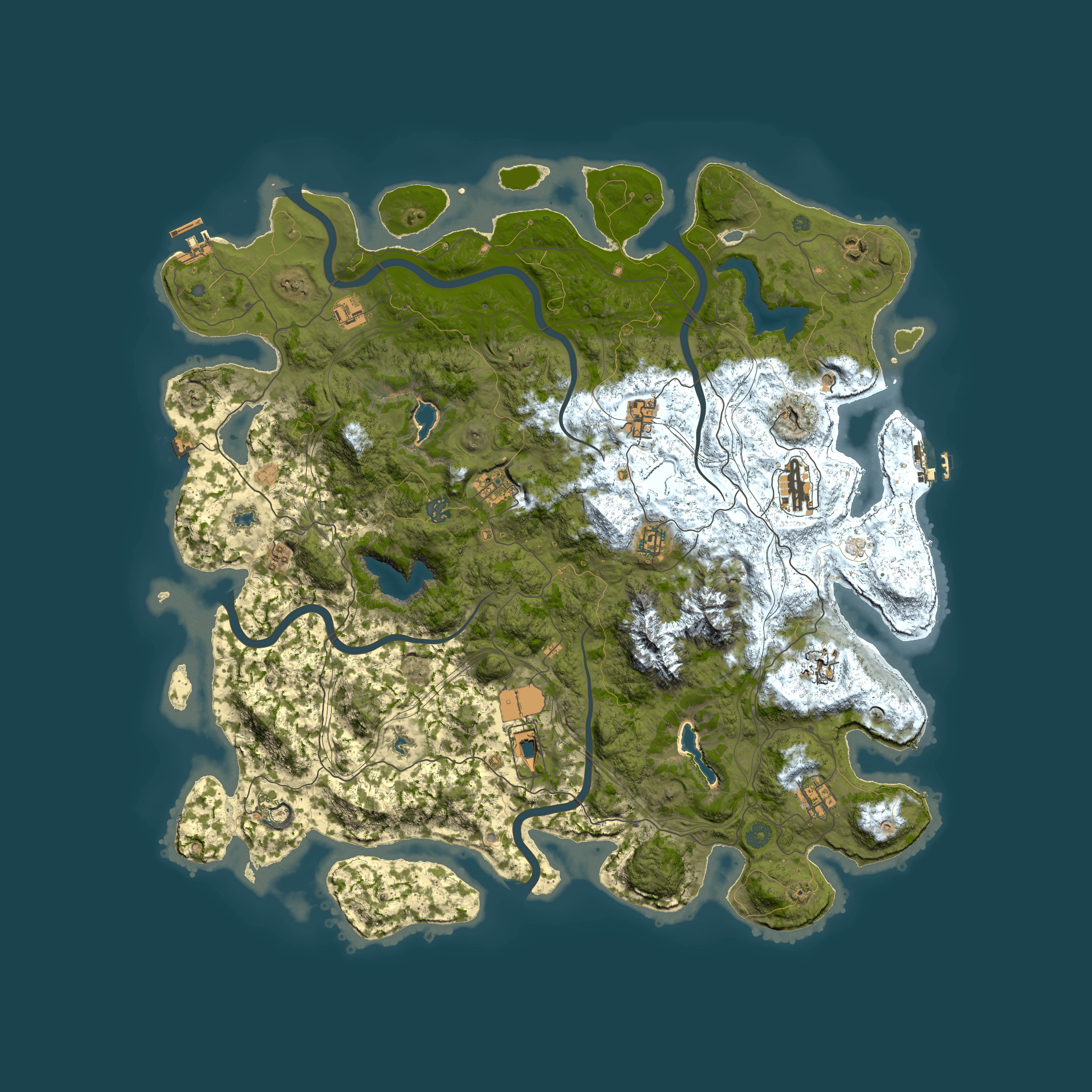 Full top-down render of Rust map seed 1569658, 5000x5000m