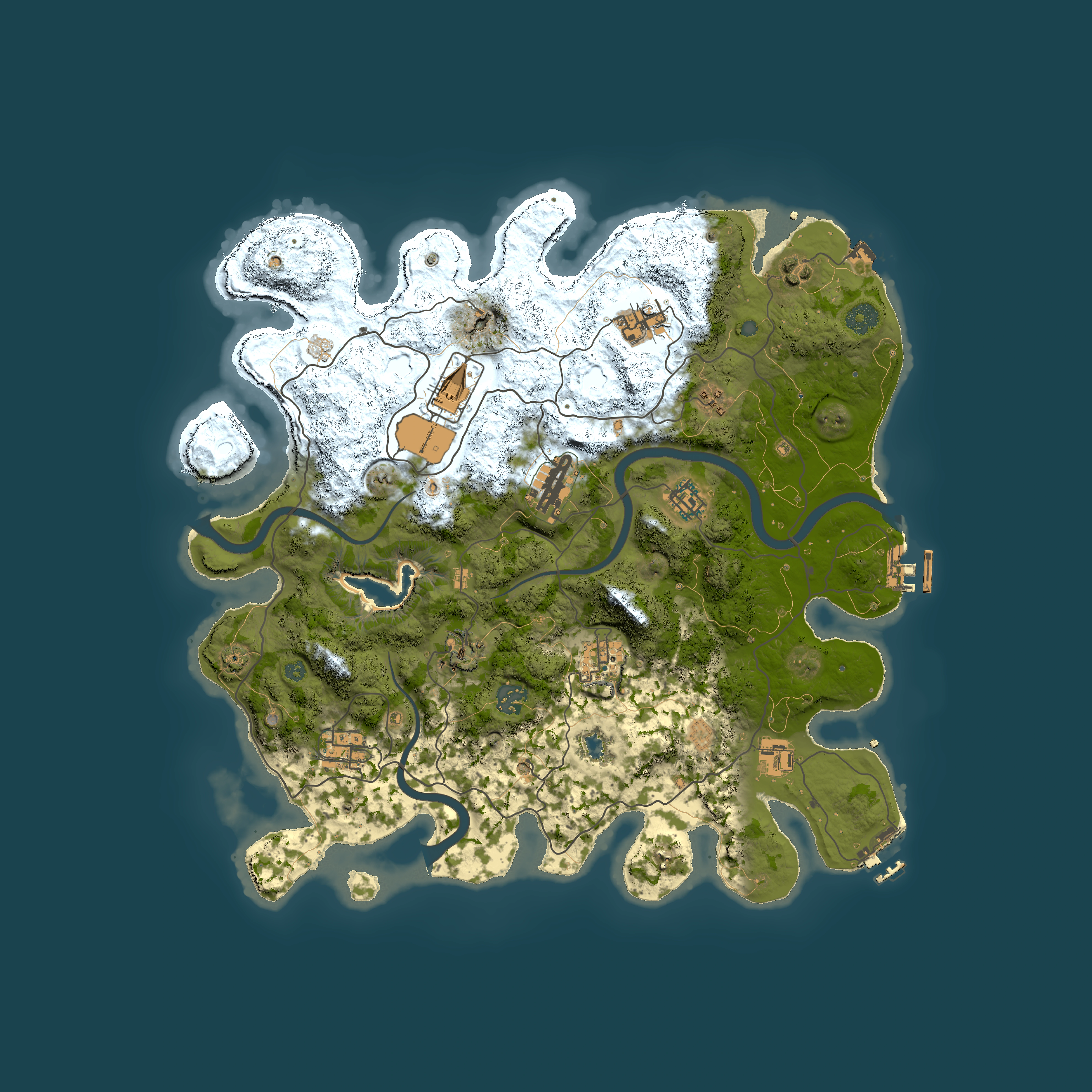 Full top-down render of Rust map seed 2086075020, 4000x4000m