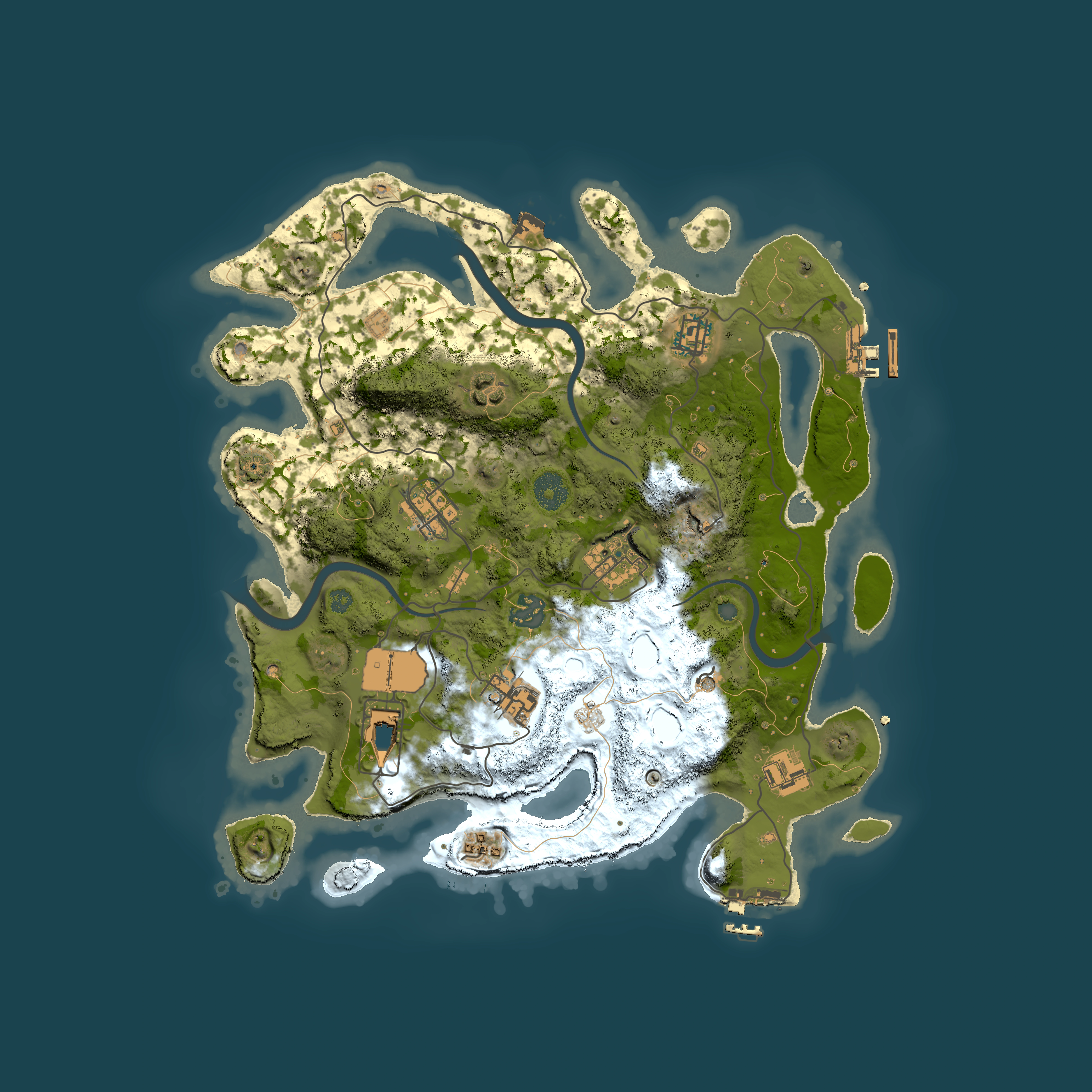 Full top-down render of Rust map seed 818303778, 3500x3500m