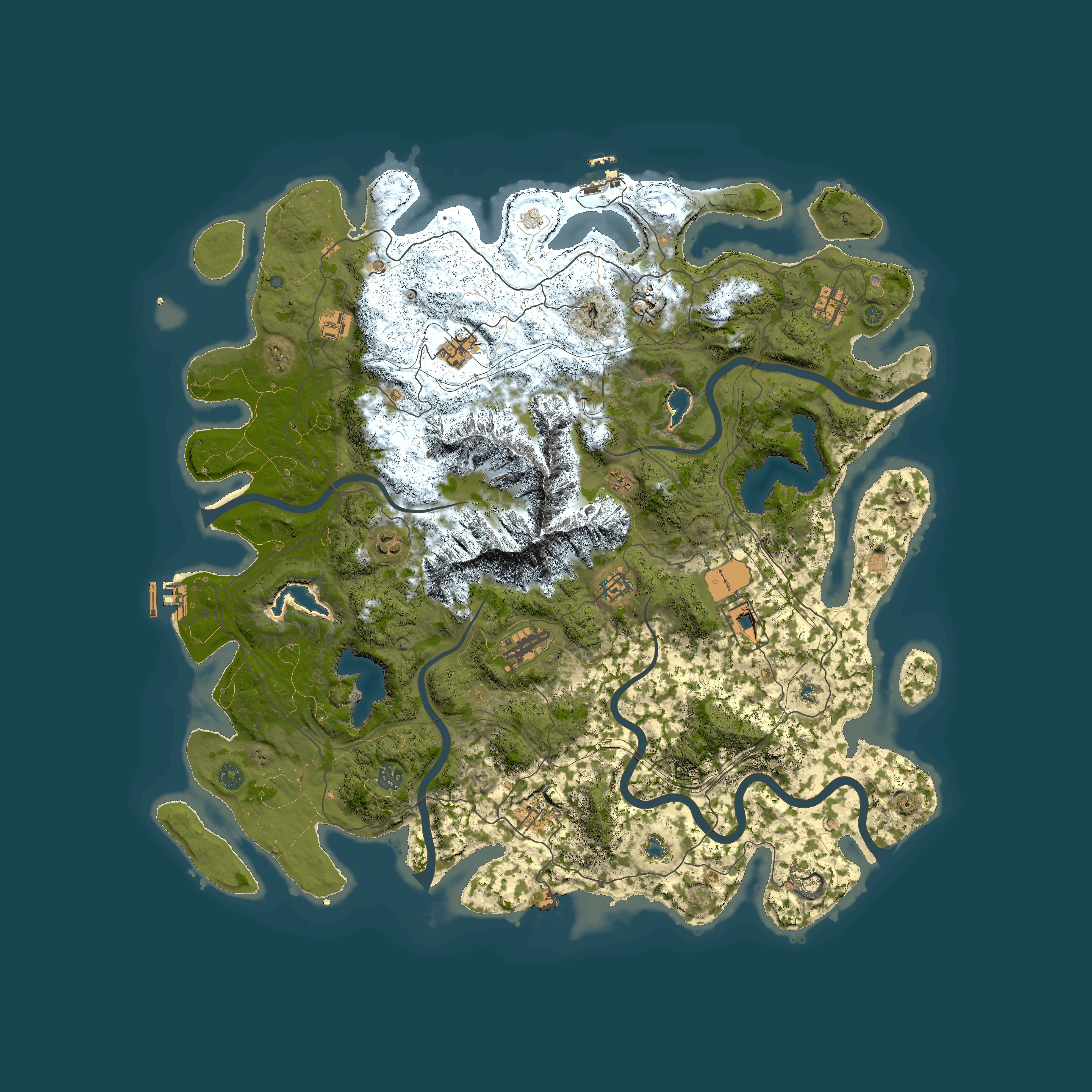 Full top-down render of Rust map seed 210114882, 5000x5000m