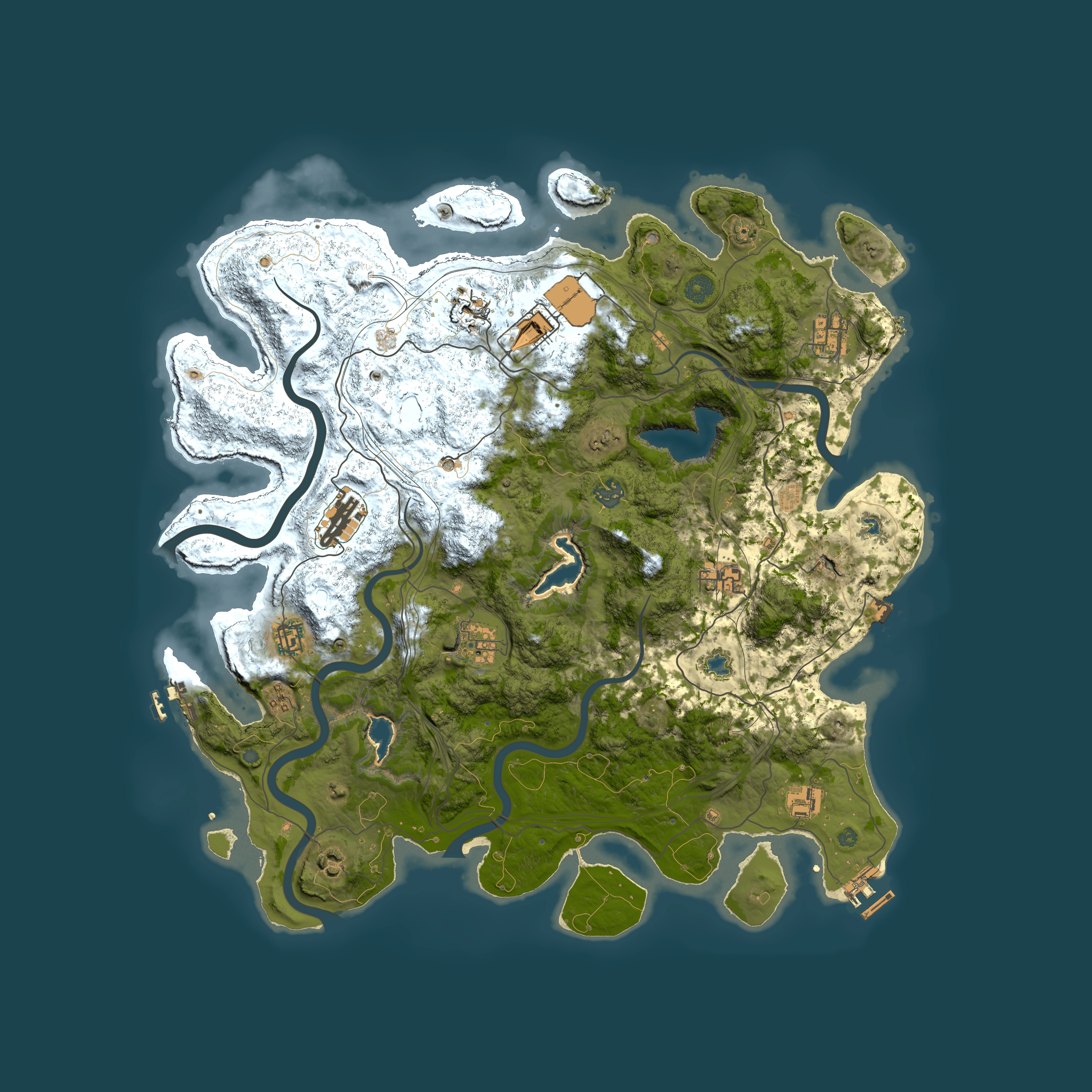 Full top-down render of Rust map seed 104552073, 4500x4500m