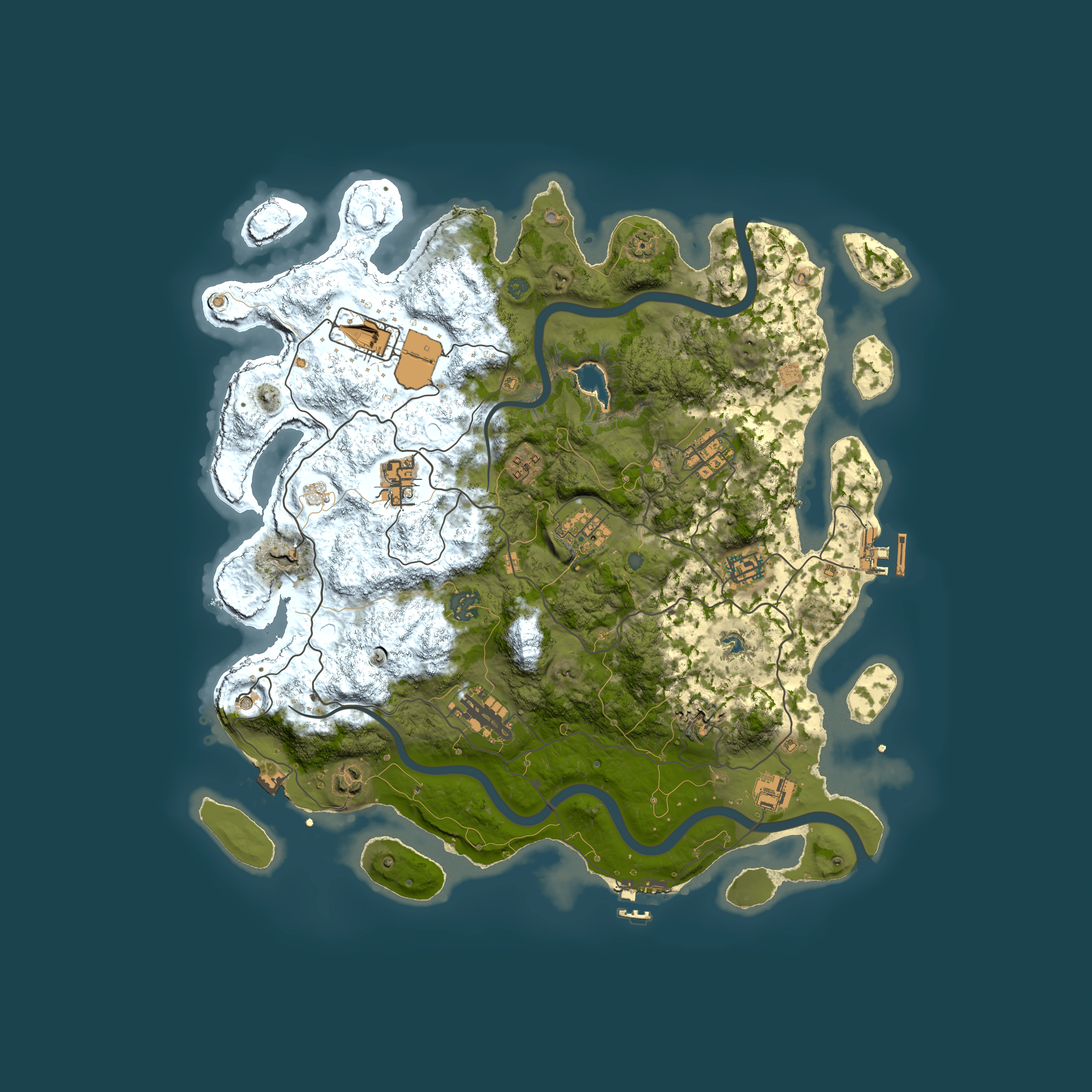 Full top-down render of Rust map seed 434733337, 4000x4000m