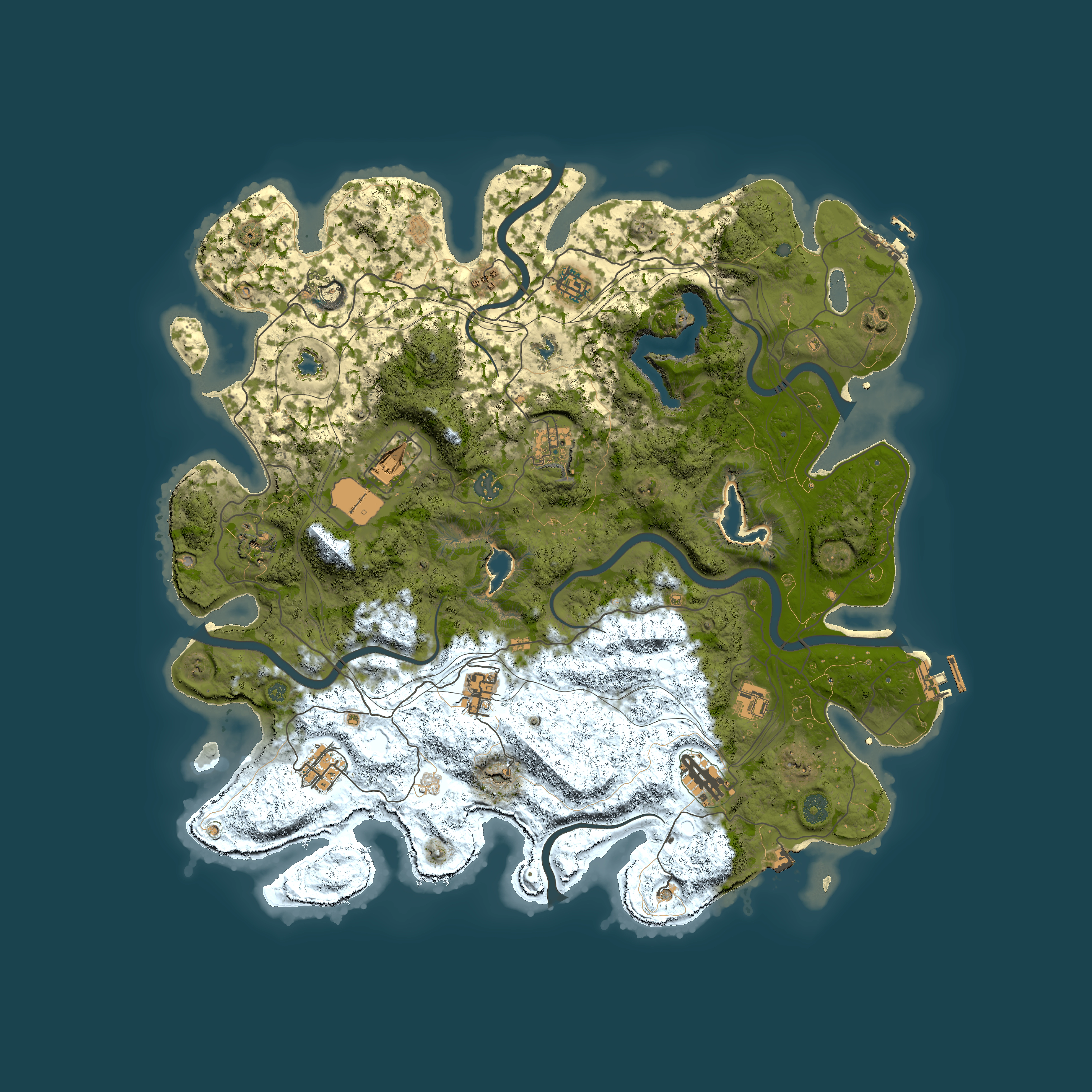Full top-down render of Rust map seed 886416525, 4500x4500m