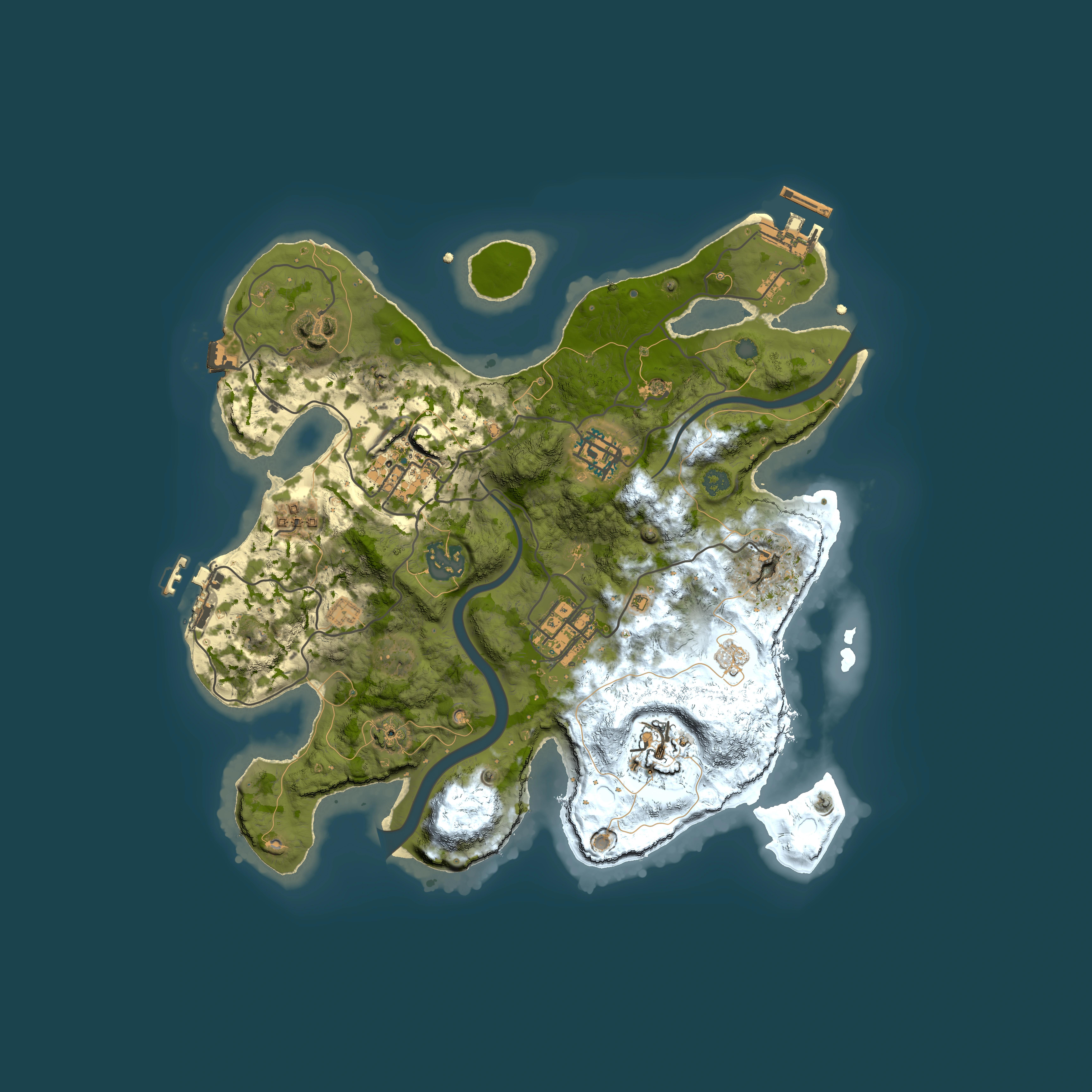 Full top-down render of Rust map seed 499156136, 3000x3000m