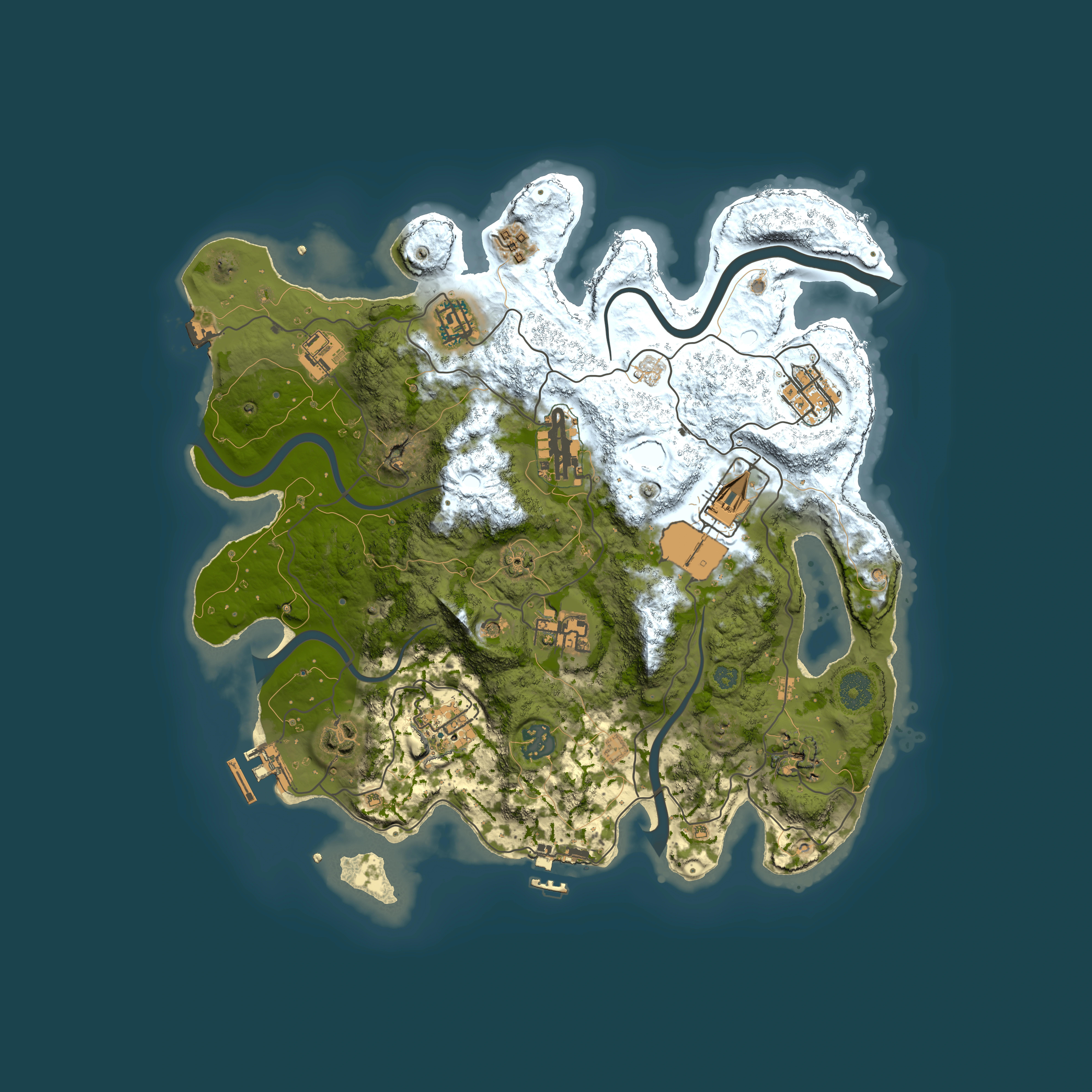 Full top-down render of Rust map seed 1628785938, 3500x3500m