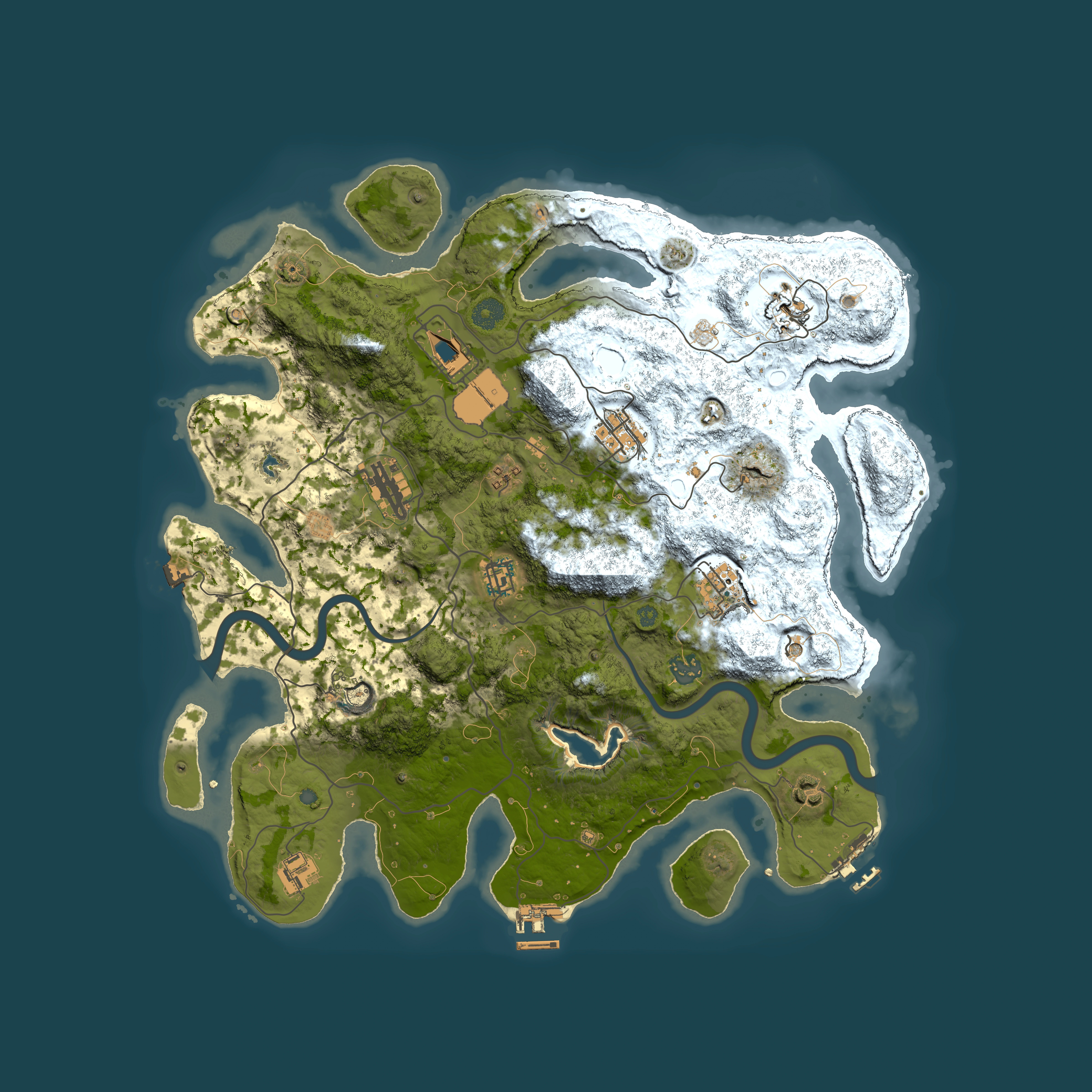 Full top-down render of Rust map seed 2023176210, 4000x4000m