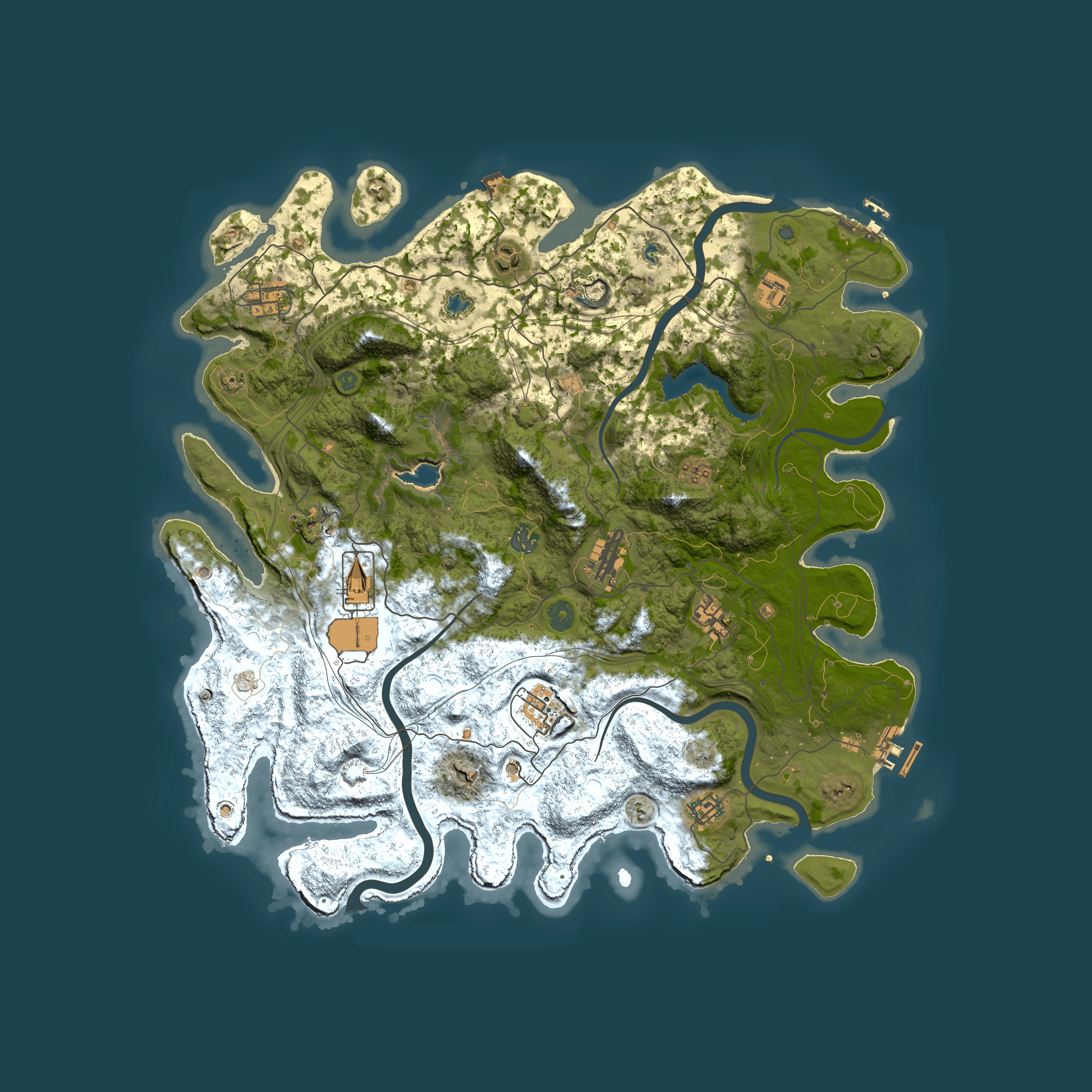 Full top-down render of Rust map seed 1419801020, 4500x4500m