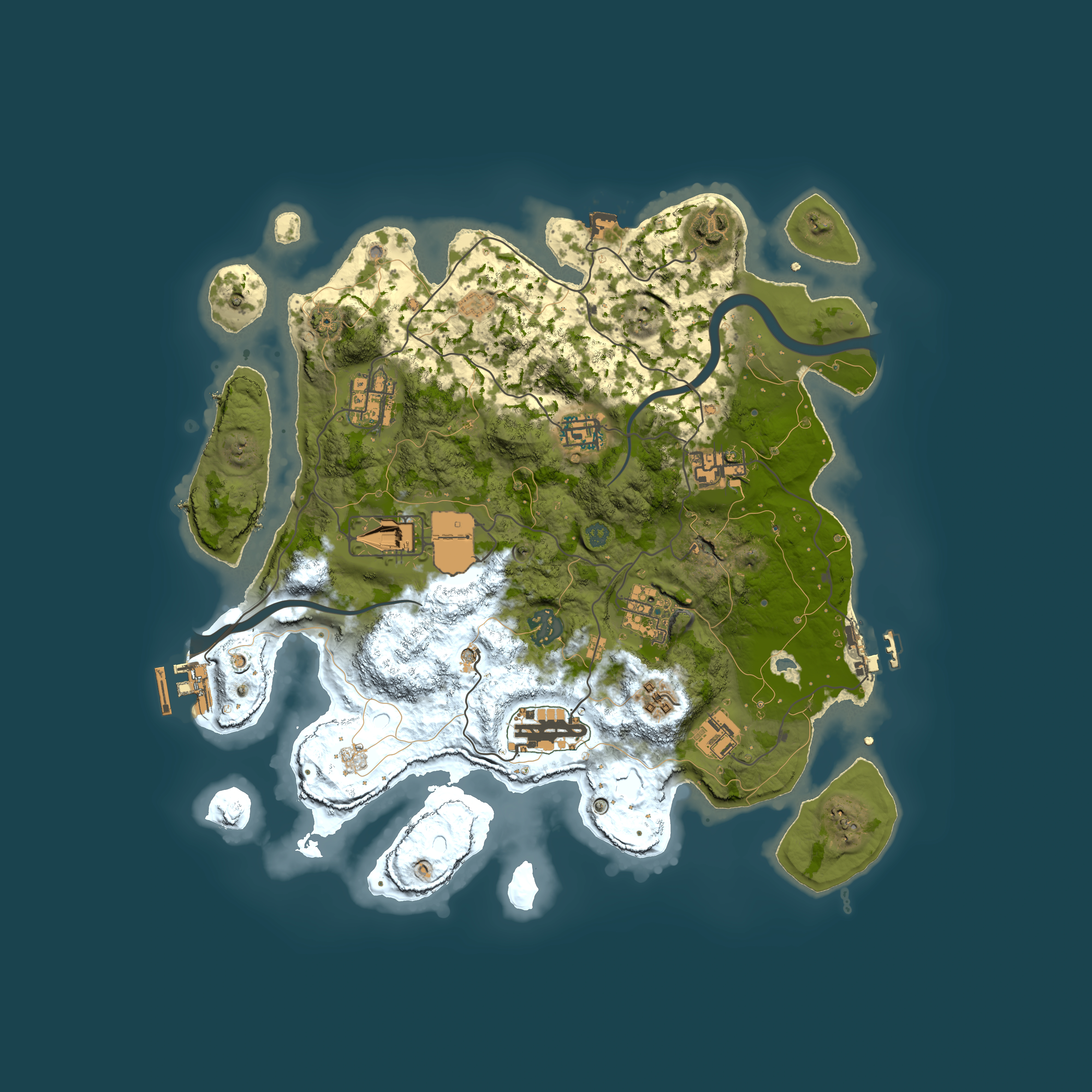 Full top-down render of Rust map seed 1287114841, 3500x3500m