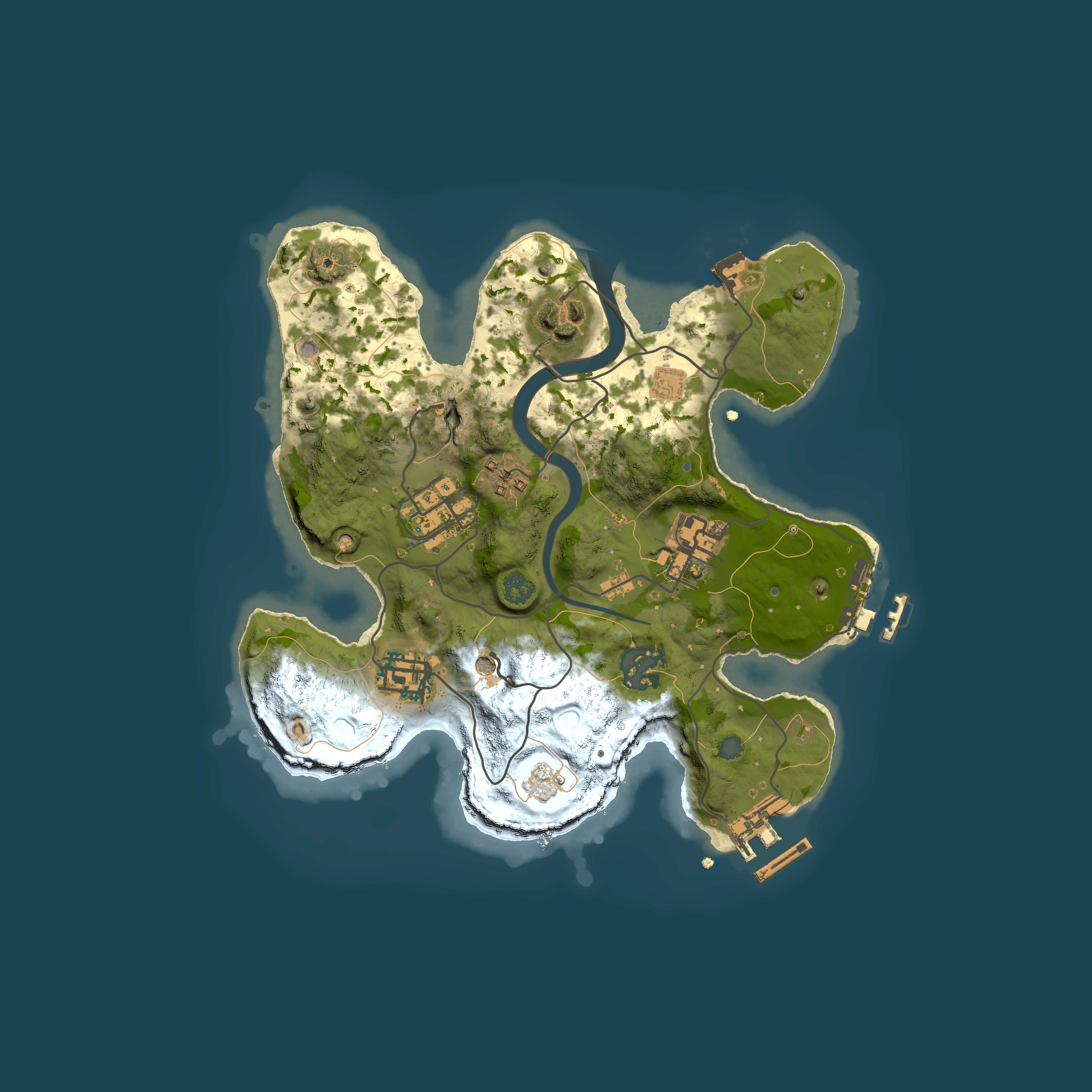 Full top-down render of Rust map seed 1090964676, 2500x2500m