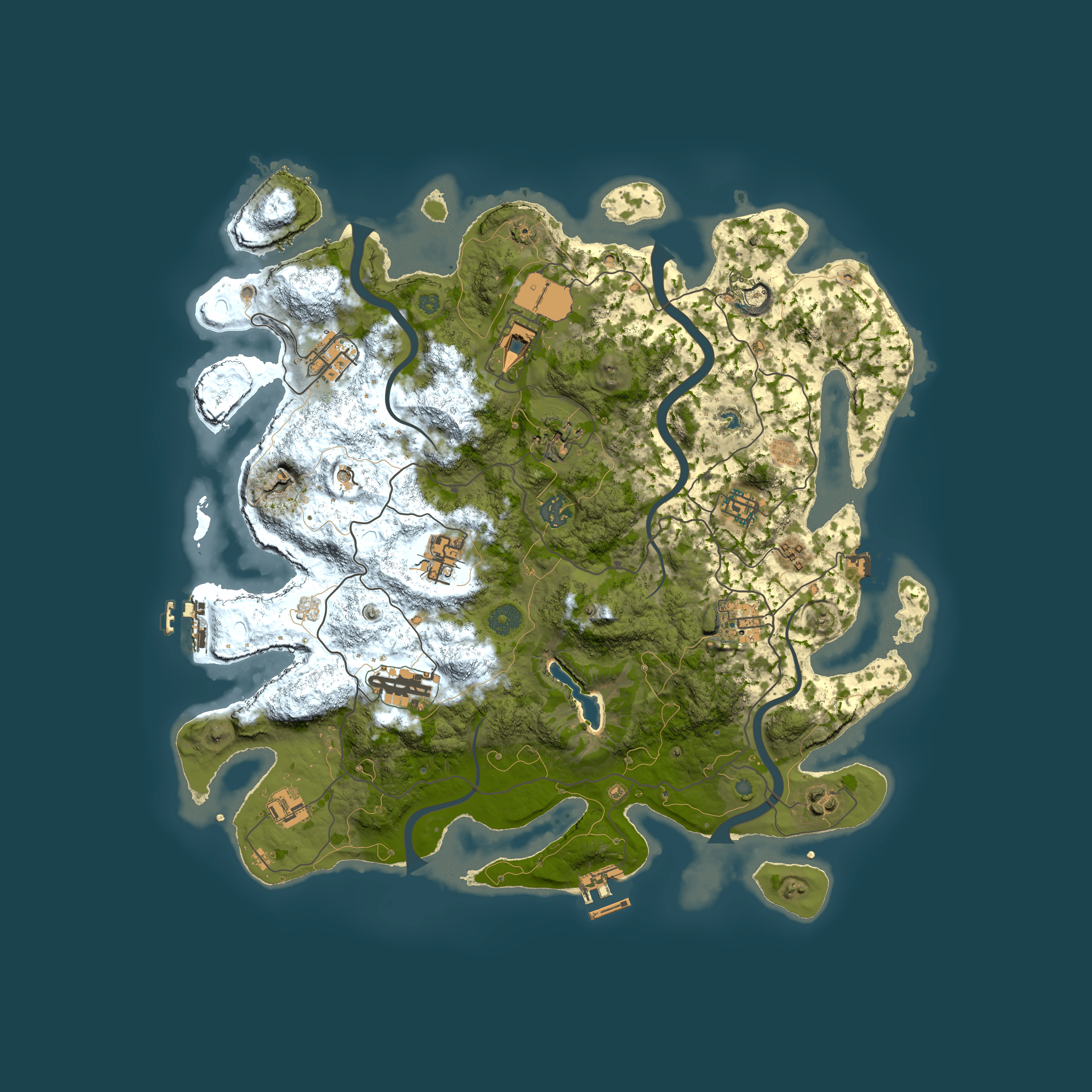 Full top-down render of Rust map seed 928715973, 4000x4000m