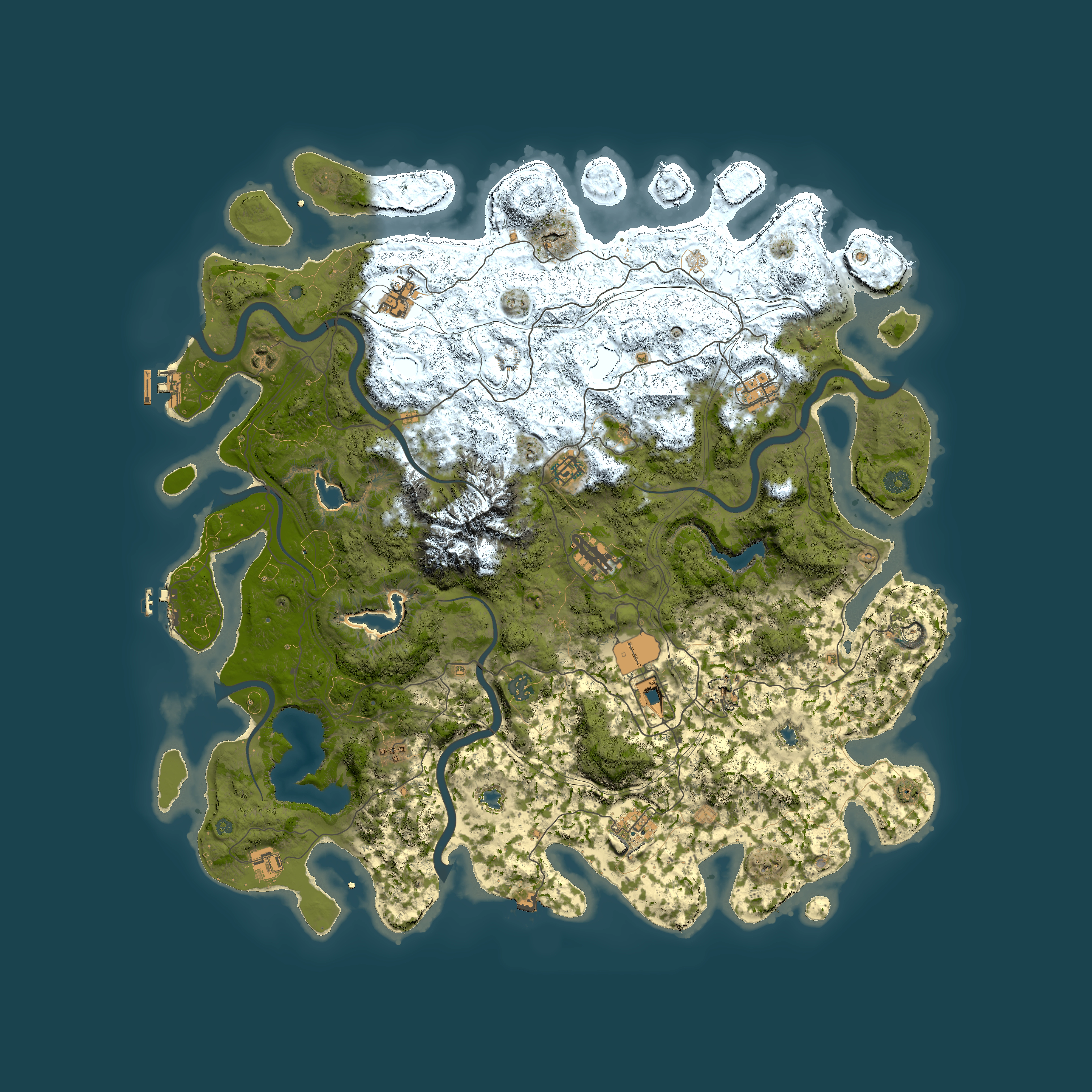 Full top-down render of Rust map seed 1497749526, 5000x5000m