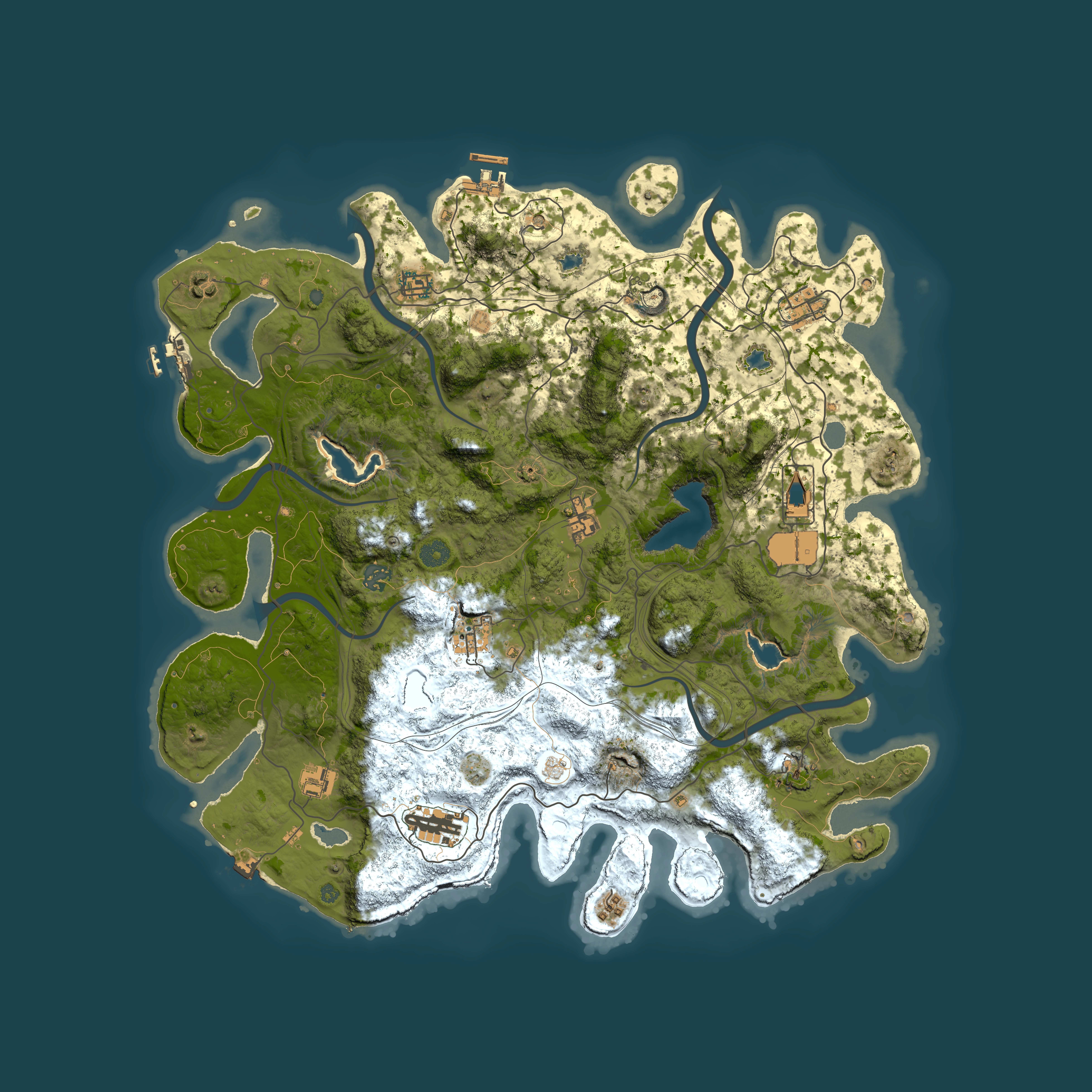 Full top-down render of Rust map seed 1240343968, 4500x4500m