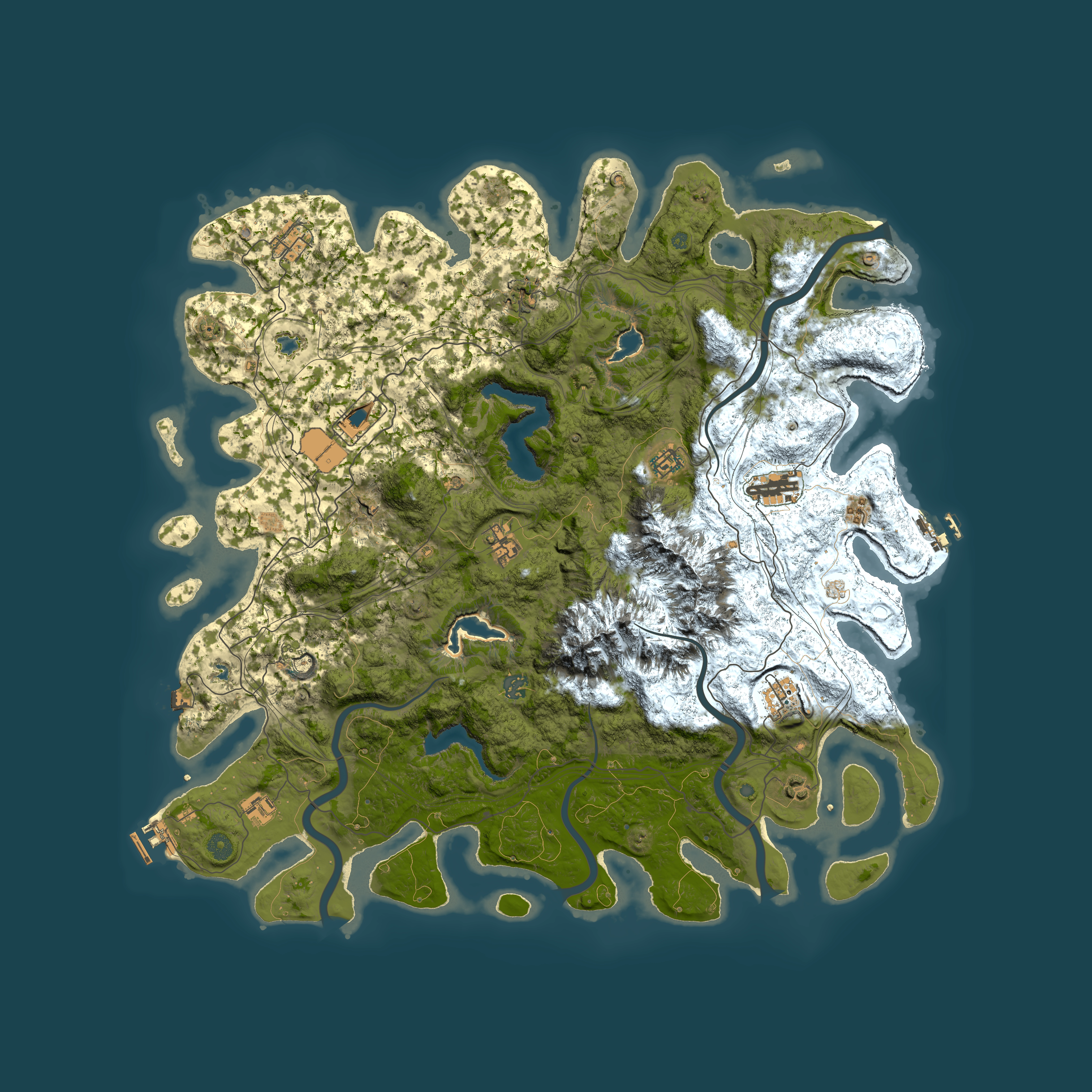 Full top-down render of Rust map seed 2137396385, 5000x5000m