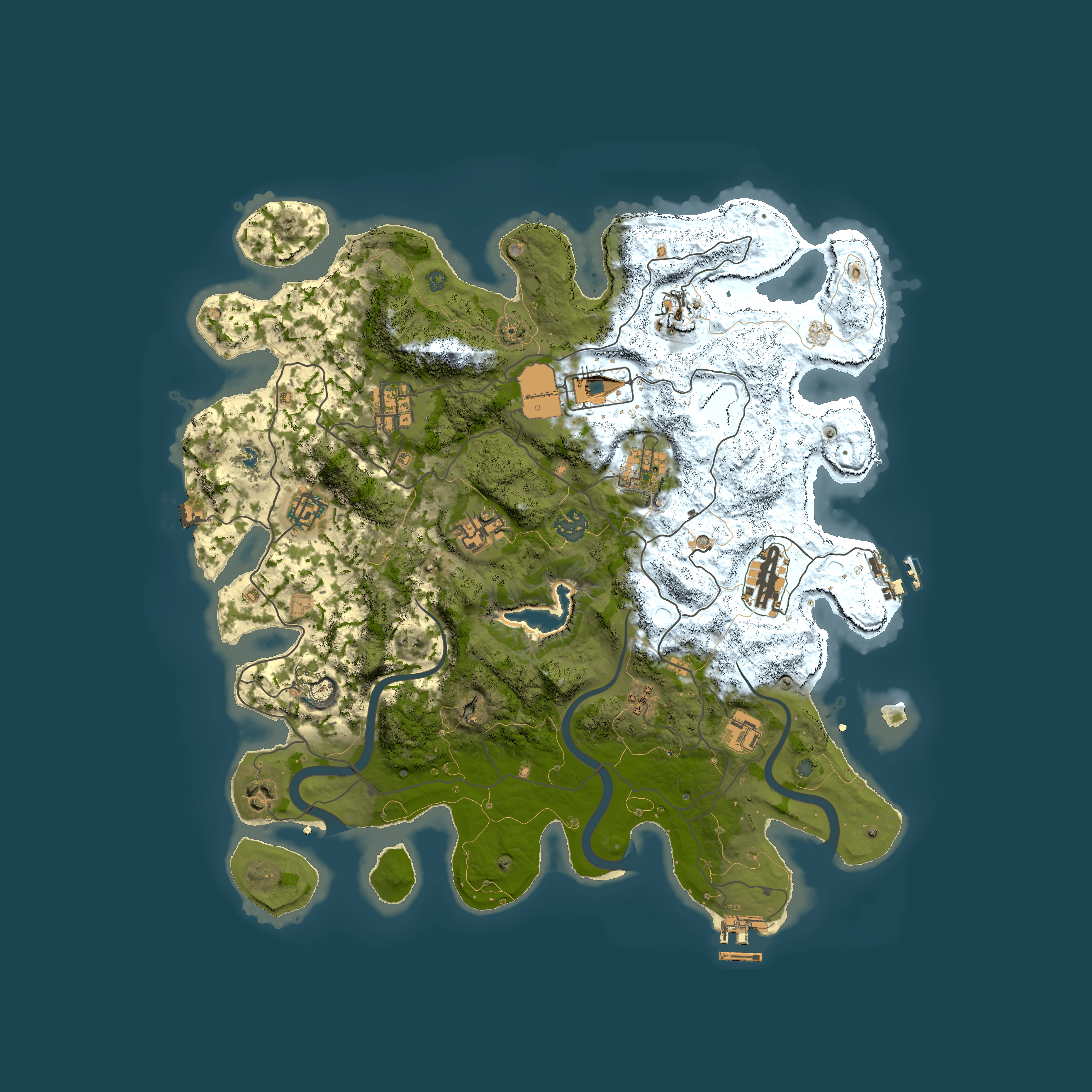 Full top-down render of Rust map seed 1523861467, 4000x4000m