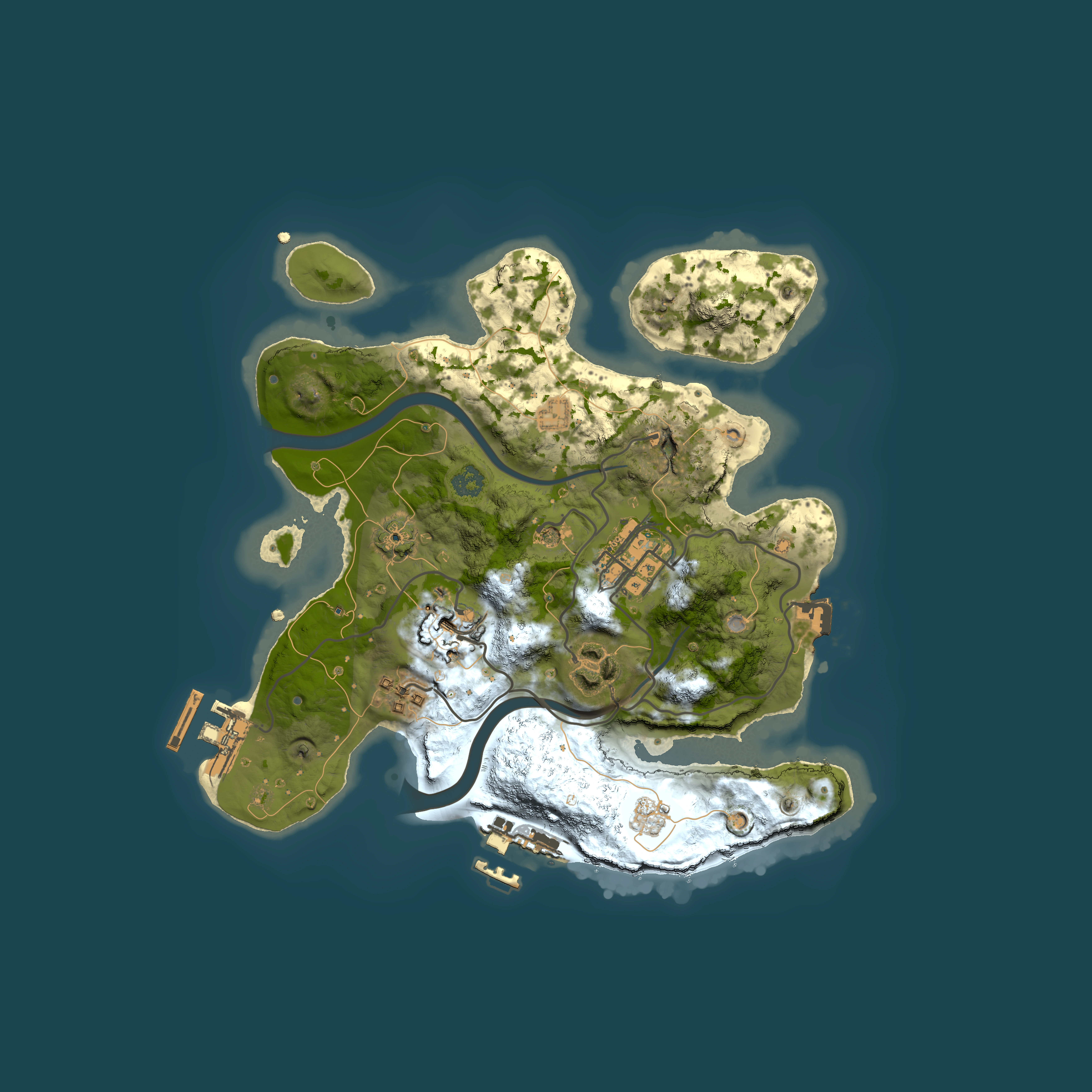 Full top-down render of Rust map seed 918734805, 2500x2500m
